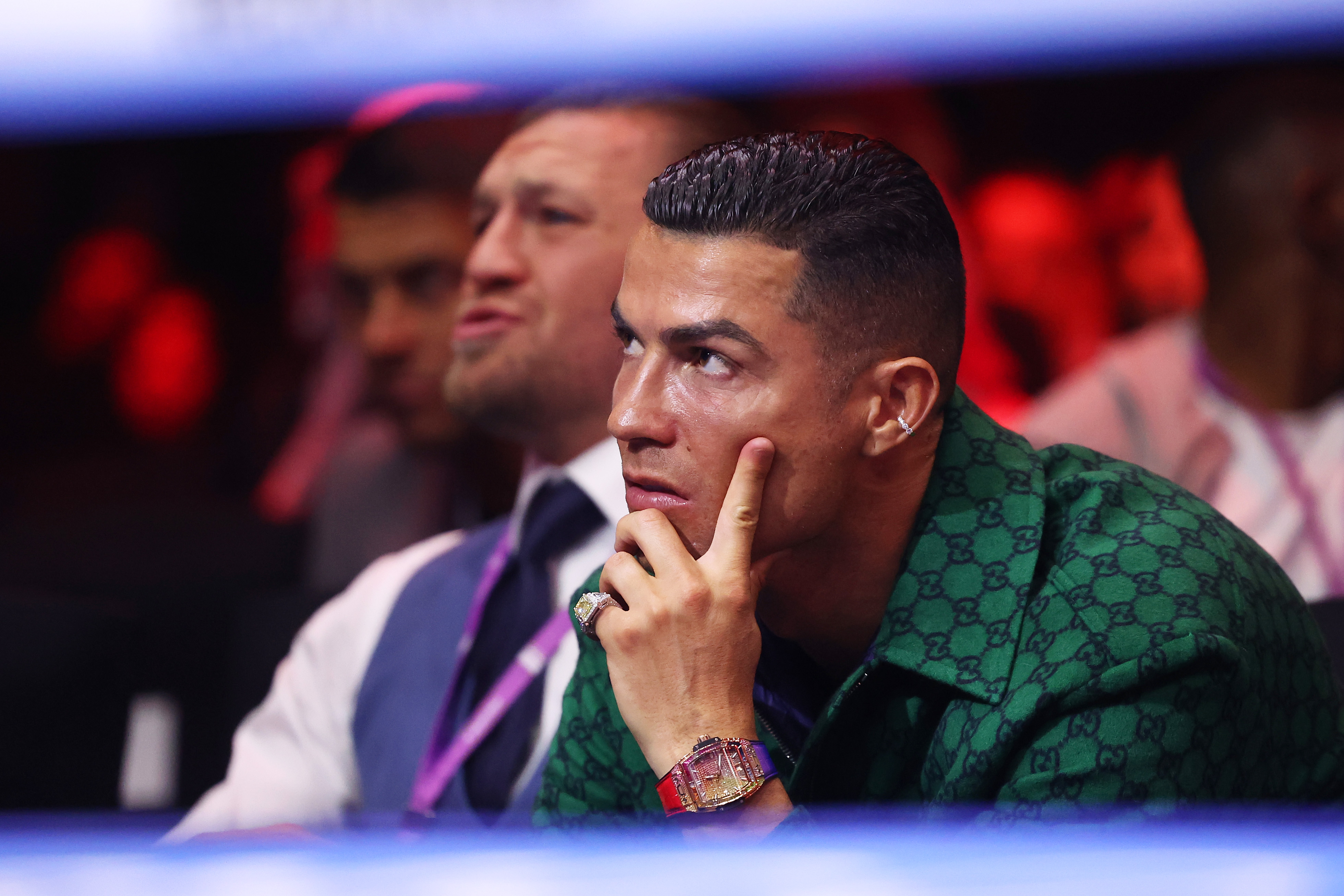 Cristiano Ronaldo attends Day of Reckoning: Fight Night at Kingdom Arena on December 23, 2023, in Riyadh, Saudi Arabia. | Source: Getty Images