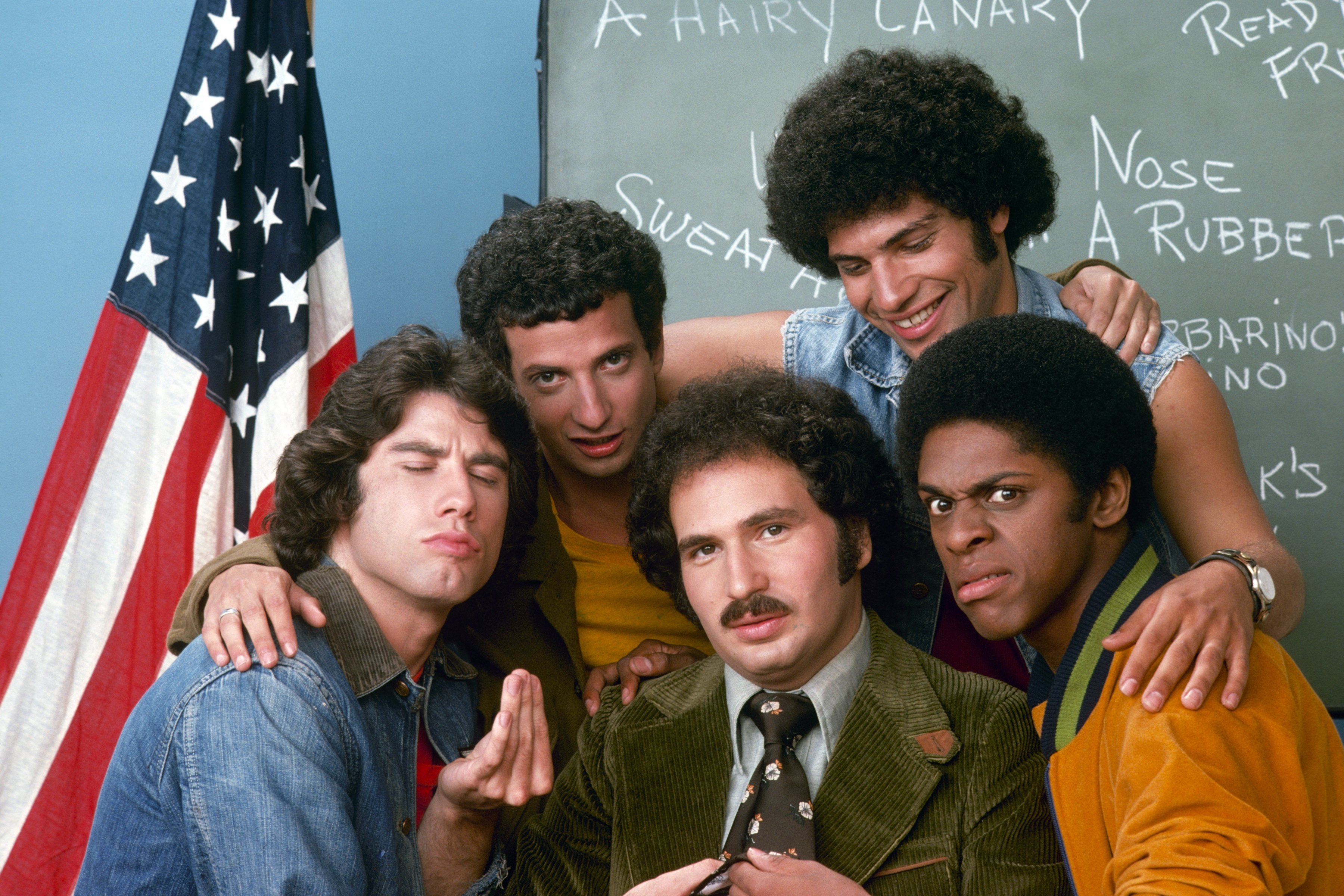 John Travolta, Ron Palillo, Gabe Kaplan, Robert Hegyes and Lawrence Hilton-Jacobs in "Welcome Back, Kotter" | Photo: ABC Photo Archives/Disney General Entertainment Content via Getty Images
