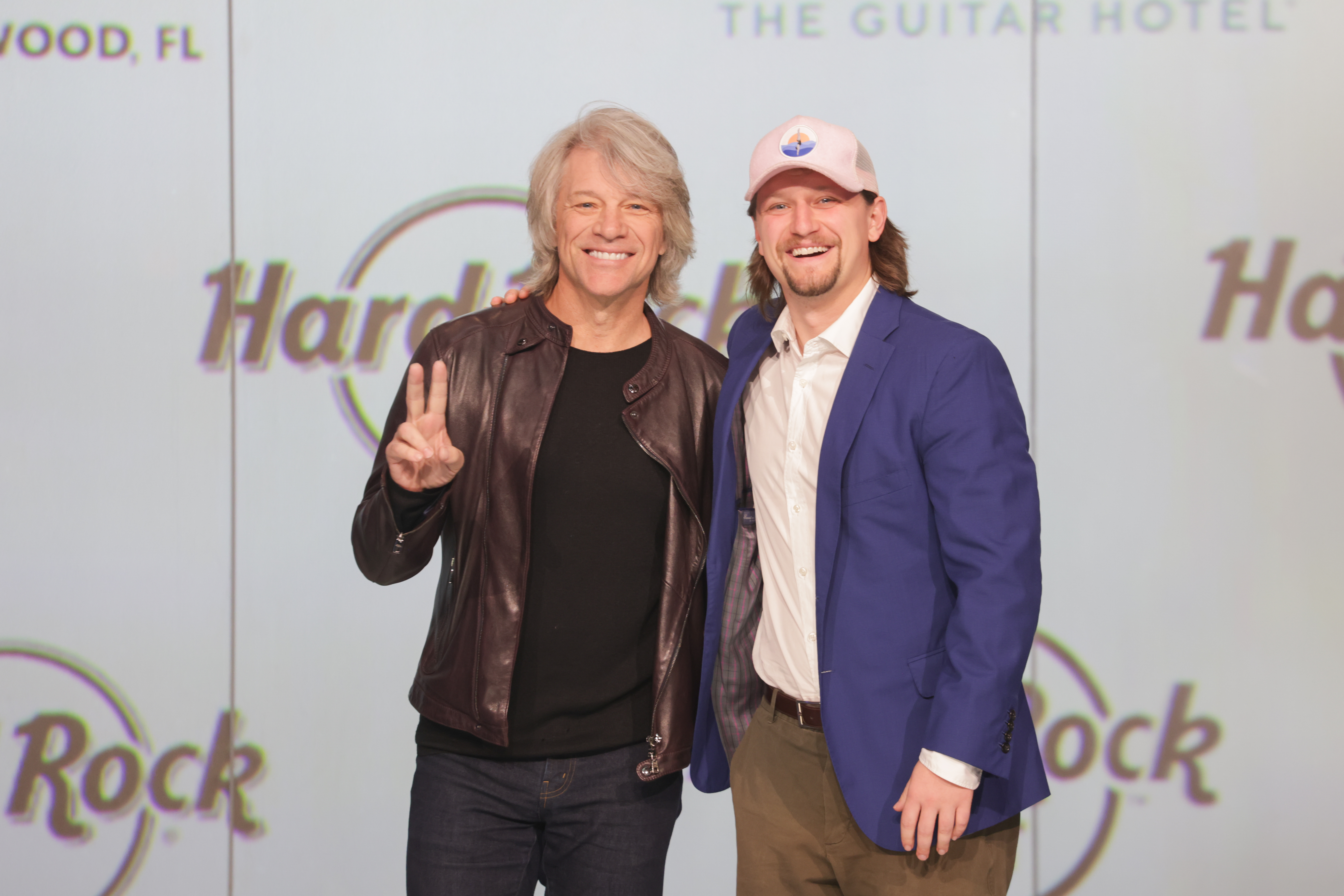 Jon Bon Jovi and Jesse Bongiovi attend the New Era In Florida Gaming Event in Hollywood, Florida on December 07, 2023. | Source: Getty Images