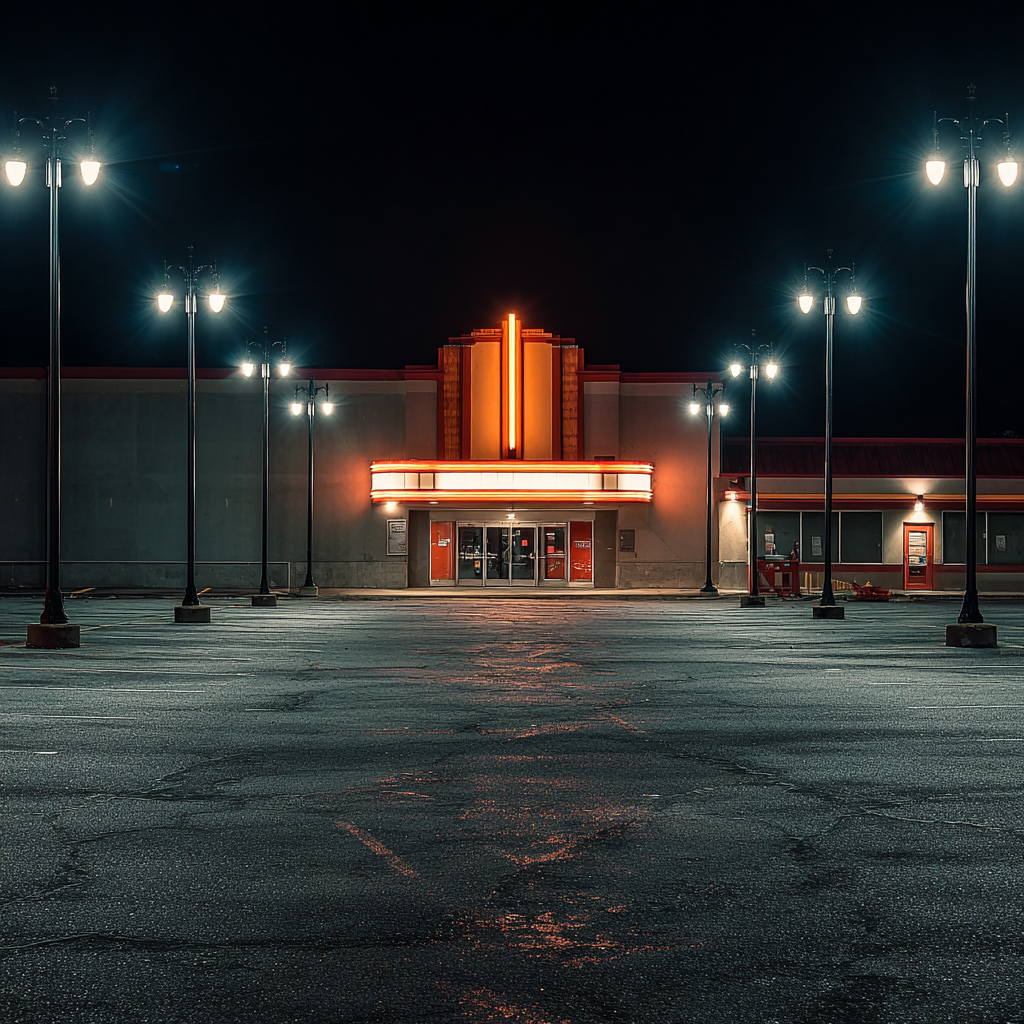 A movie theater parking lot | Source: Midjourney