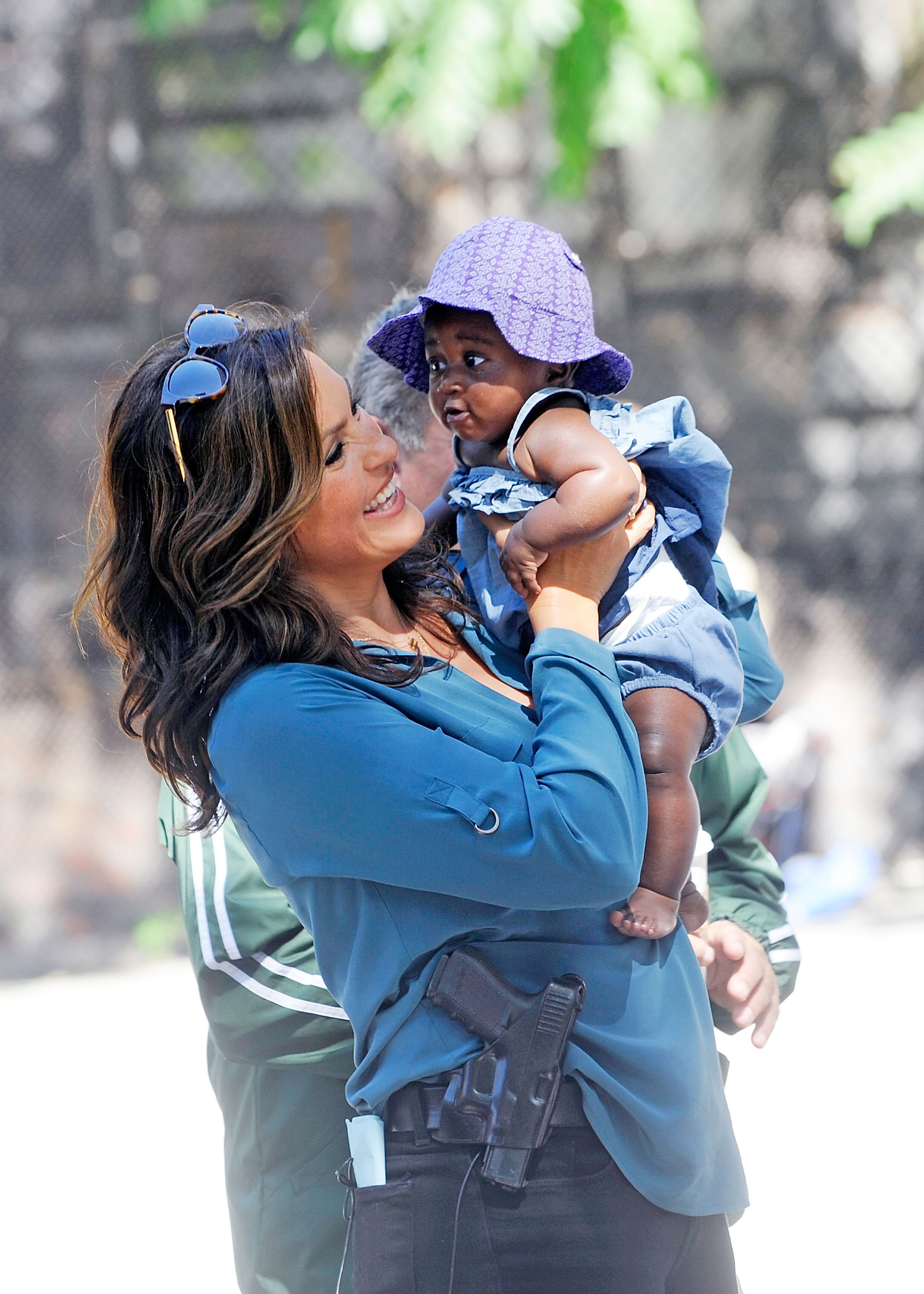 Mariska Hargitay with her daughter Amaya Josephine Hermann on location for "Law & Order SVU" on September 9, 2011, on the Streets of Manhattan in New York City. | Source: Getty Images