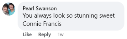 A fan's comment on Connie Francis' Facebook post at the Wick Theater in Boca Raton on May 13, 2023 | Source: Facebook/Connie Francis