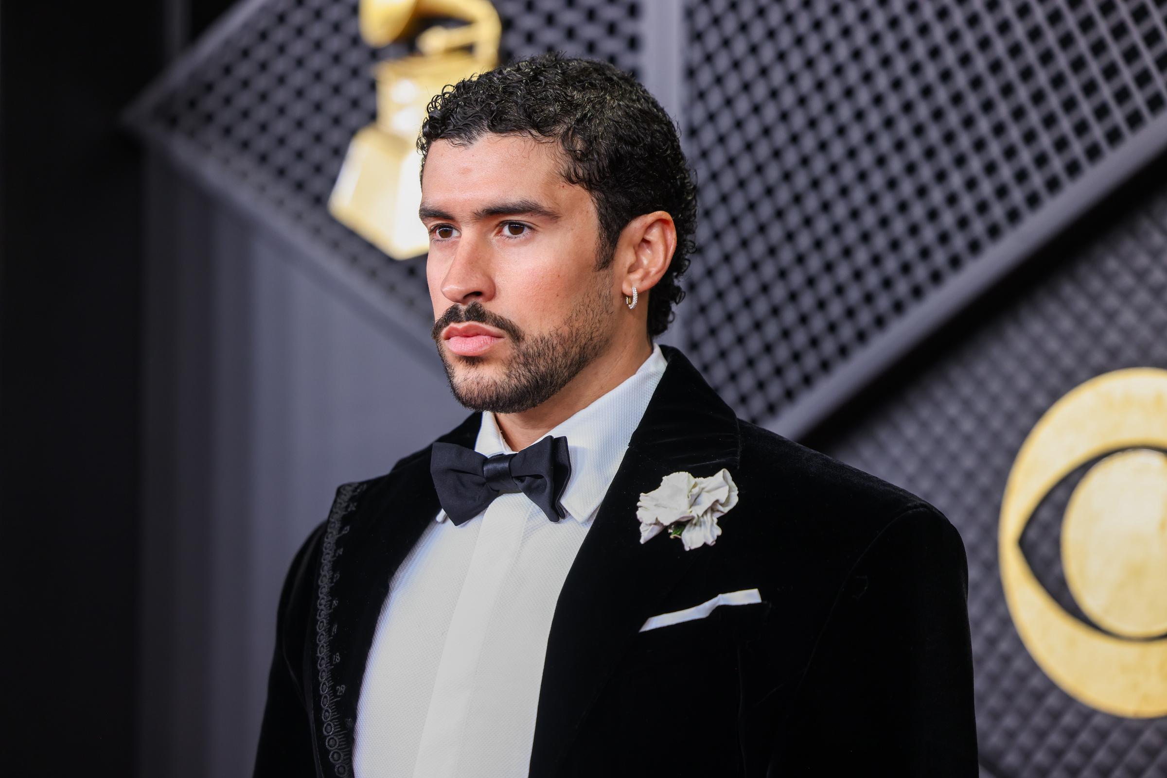 Bad Bunny arrives at the 68th Grammy Awards at Crypto.com Arena in Los Angeles, California on February 1, 2026. | Source: Getty Images