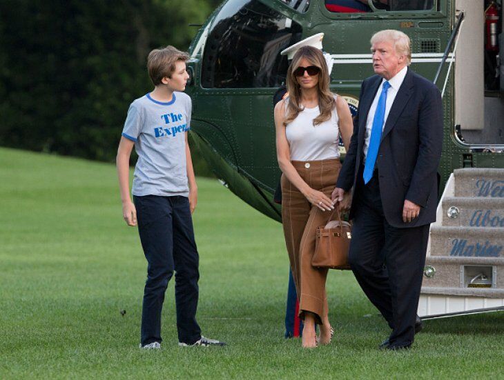President Donald Trump, first lady Melania Trump, and their son, Barron Trump, at Marine One on Sunday, June 11, 2017. | Source: Getty Images