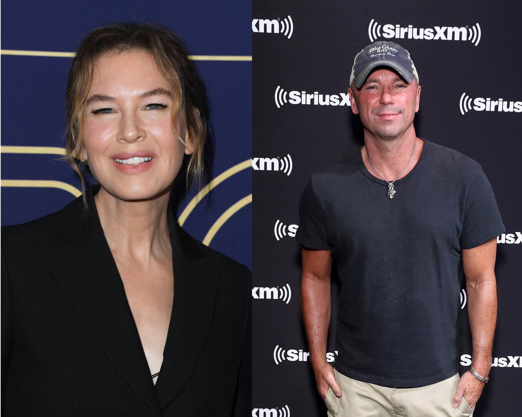 Renée Zellweger in Los Angeles, California on May 18, 2022  | Country artist Kenny Chesney on January 31, 2020 in Miami, Florida | Source: Getty Images