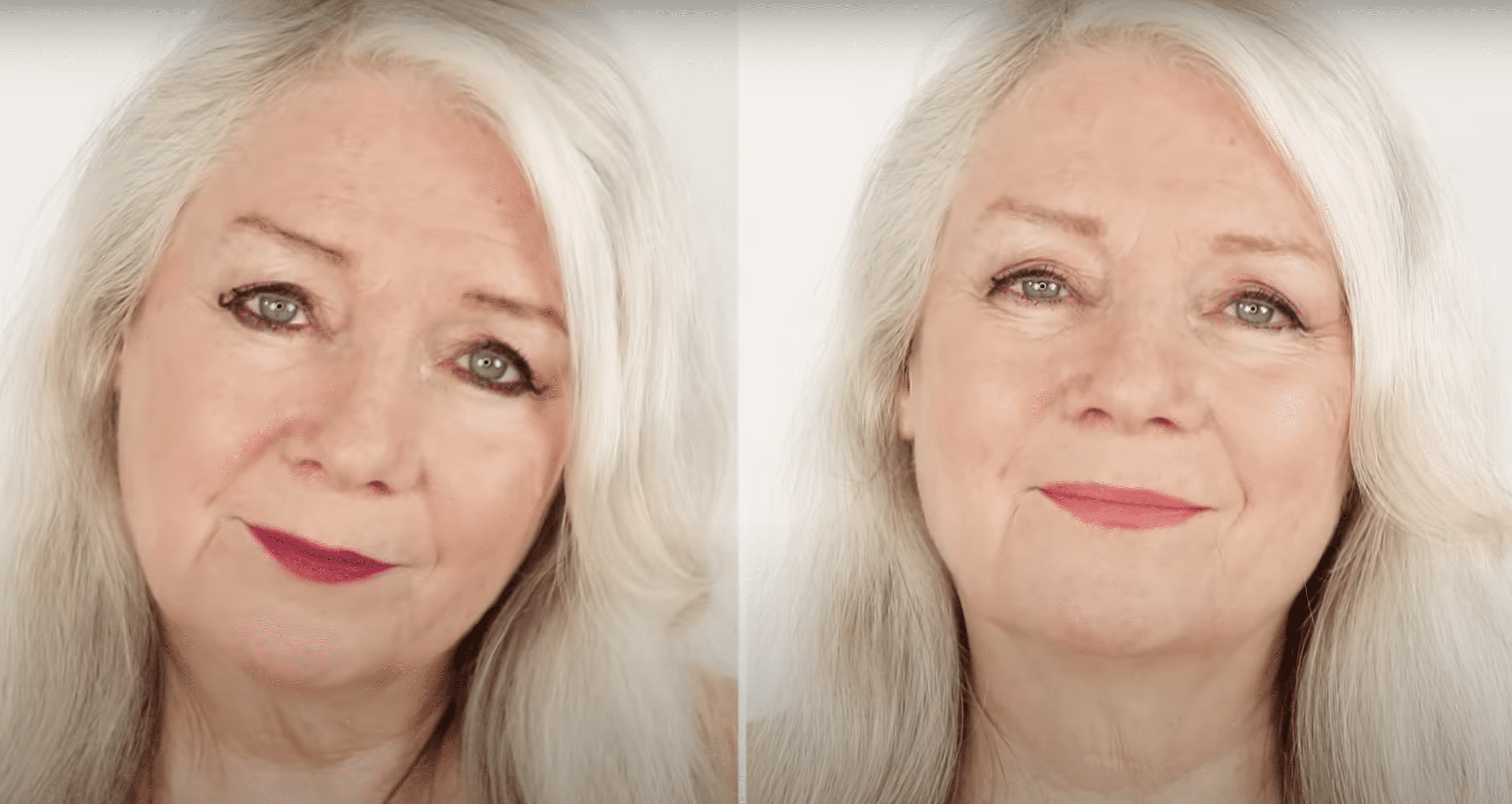 Heather trägt Make-up in dunklen und helleren Tönen | Quelle: YouTube.com/Awesome over 50