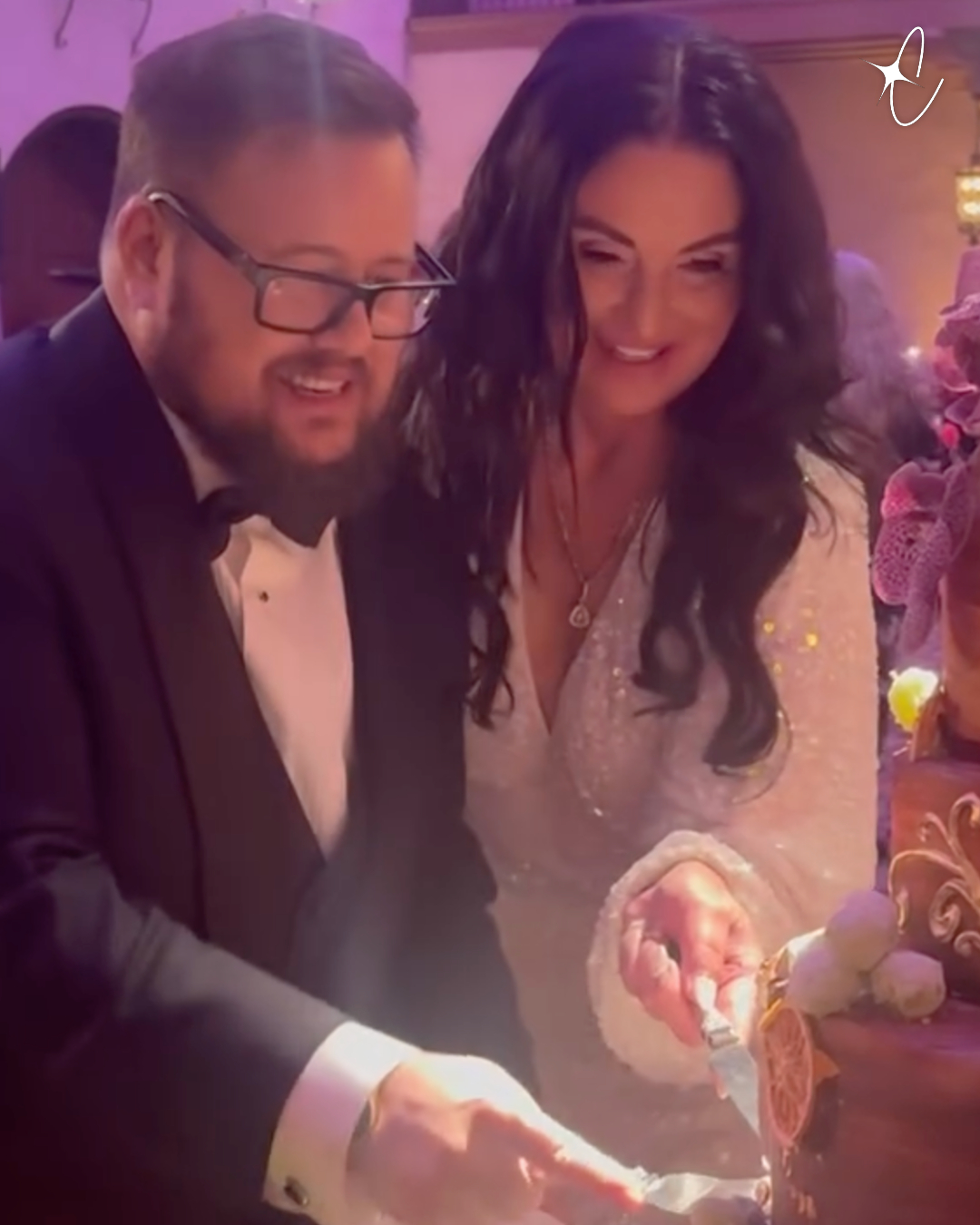 Shara Blue Bono and Chaz Bono cutting their cake on their wedding day, from a post dated March 14, 2026 | Source: Instagram/sharablue