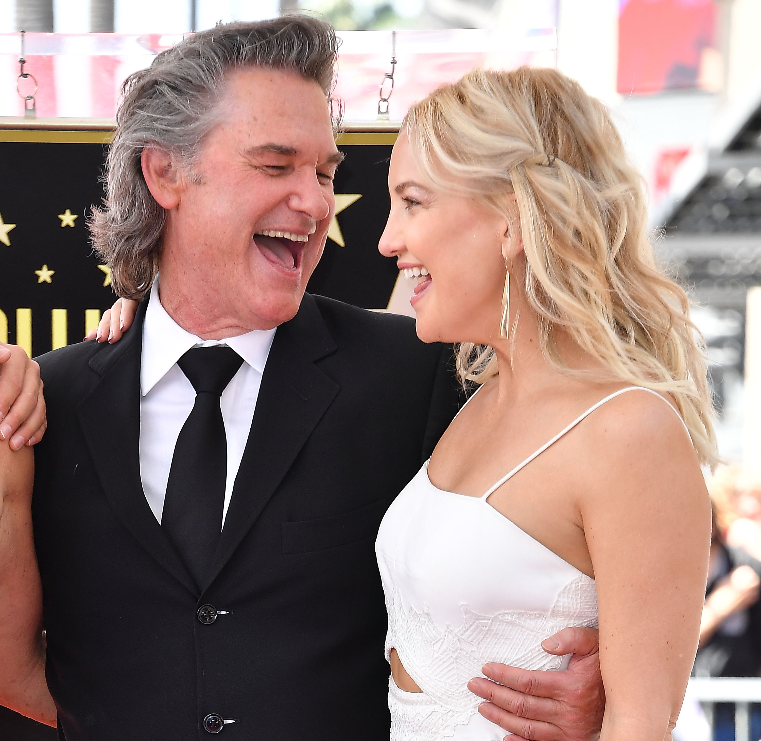 Kurt Russell and Kate Hudson at Kurt Russell and Goldie Hawn's Hollywood Walk of Fame double star ceremony in Hollywood, California on May 4, 2017 | Source: Getty Images