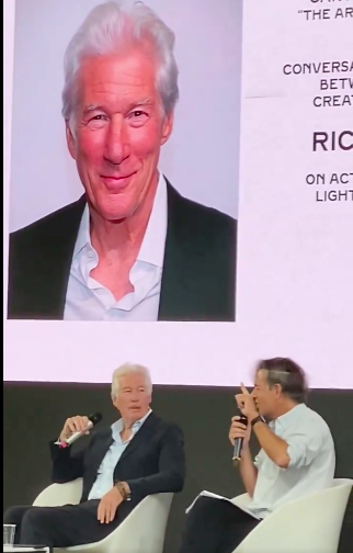 Richard Gere and an unidentified speaker discussing his 1978 film debut in 