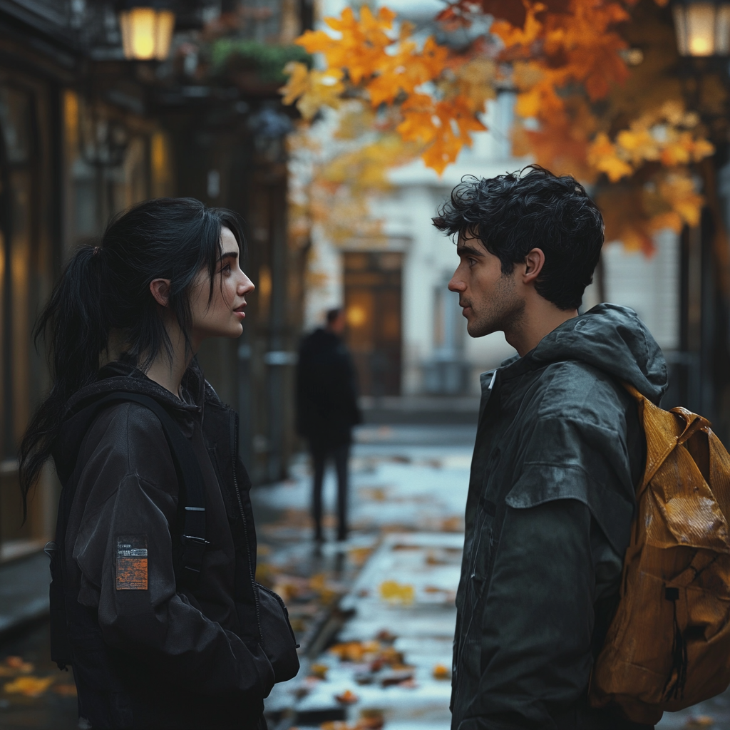 A young woman talking to a janitor | Source: Midjourney