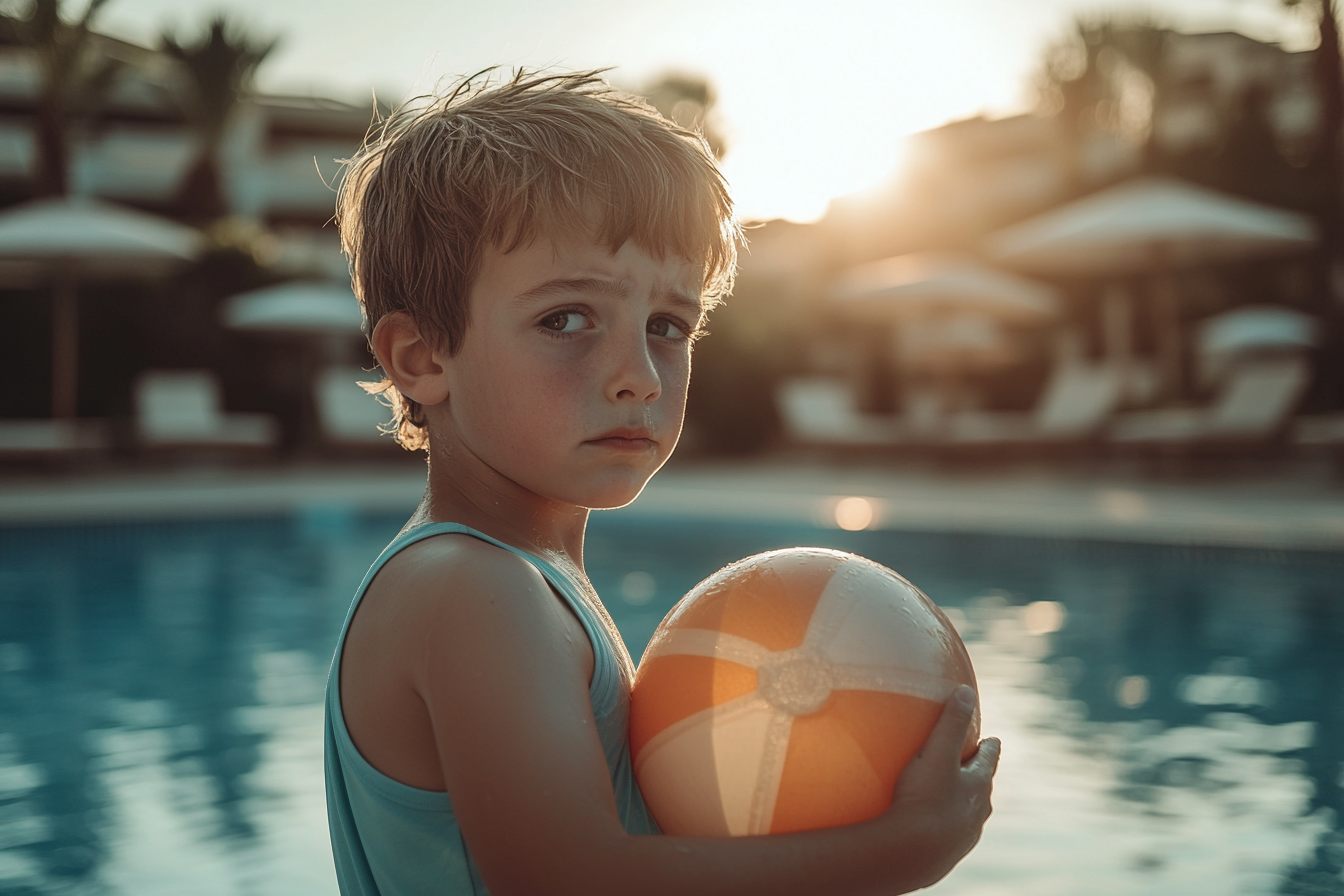 A sad kid by the pool | Source: Midjourney