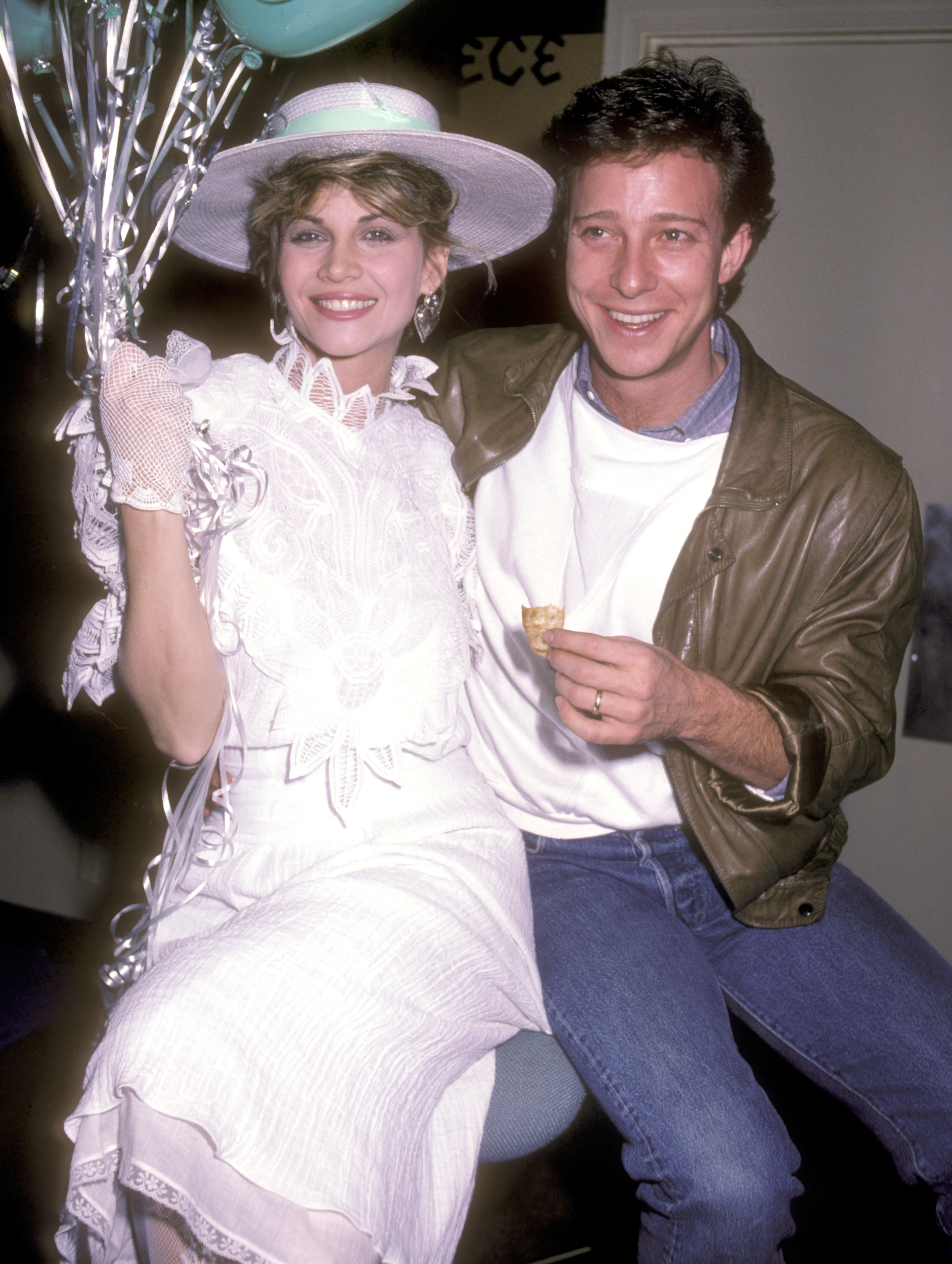 Markie Post and Michael A. Ross are pictured at the Press Party and Launch of the Syndicated TV Magazine Show "Being Your Best" at 20th Century Fox Studios on February 2, 1984, in Century City, California | Source: Getty Images