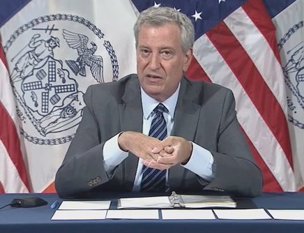 New York City Mayor Bill de Blasio gives a statement at a press conference after the fatal shooting. | Source: YouTube/ ABCNews