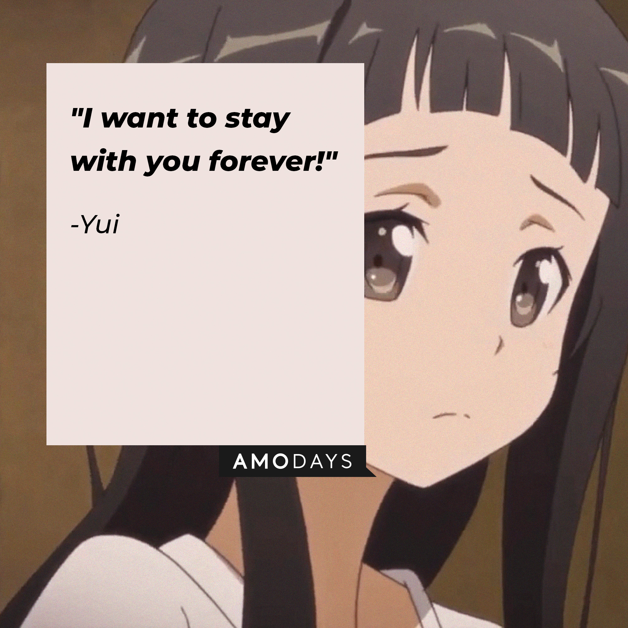 Yui's quote: "I want to stay with you forever!" | Source: Facebook.com/SwordArtOnlineUSA
