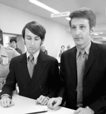 Jack Baker and Michael McConnell applying for a marriage license with the Hennepin County courthouse in Minnesota. | Photo: YouTube/Today