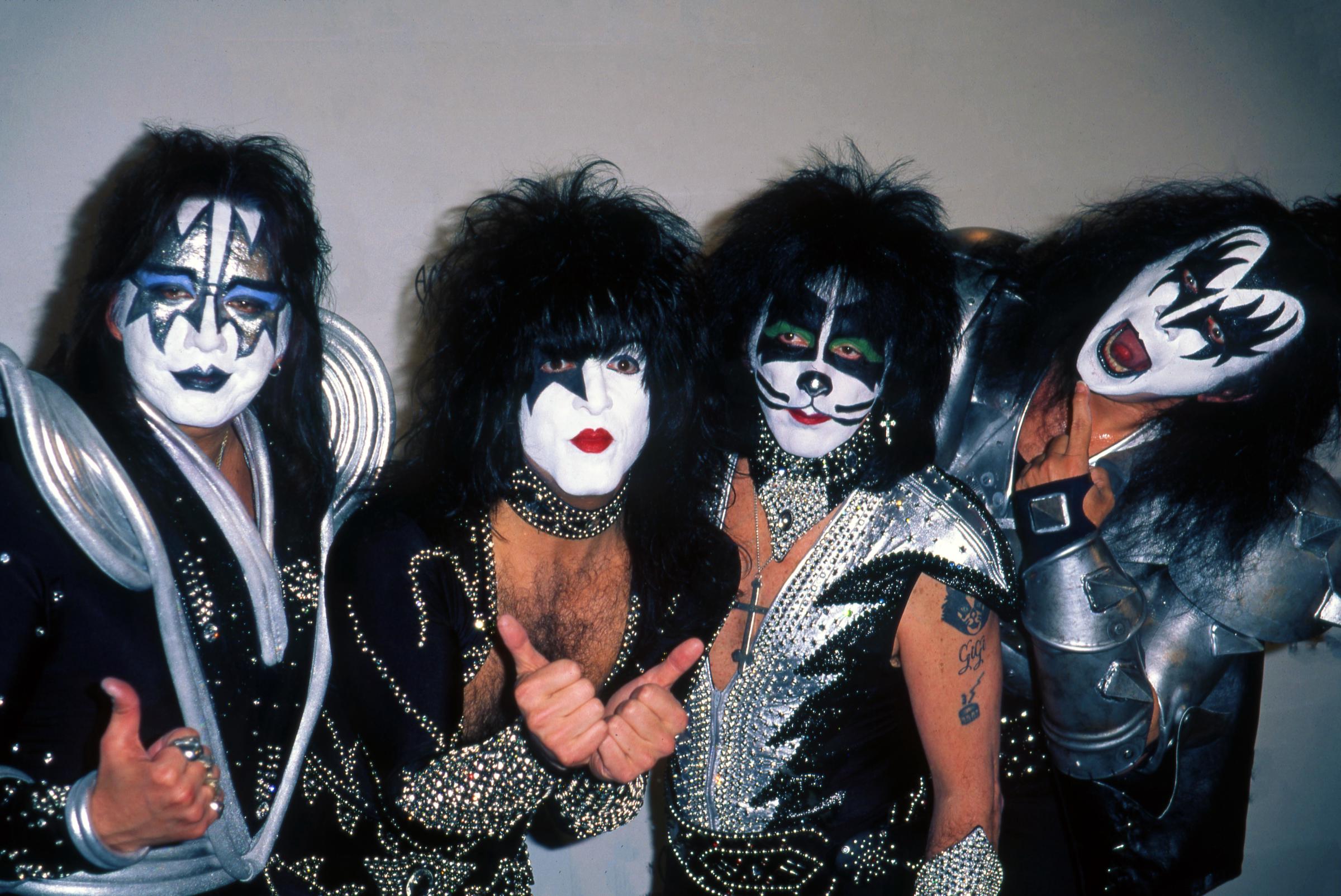 Ace Frehley, Paul Stanley, Peter Criss, and Gene Simmons of KISS perform during the Psycho Circus World Tour in Mexico City on April 24, 1999 | Source: Getty Images