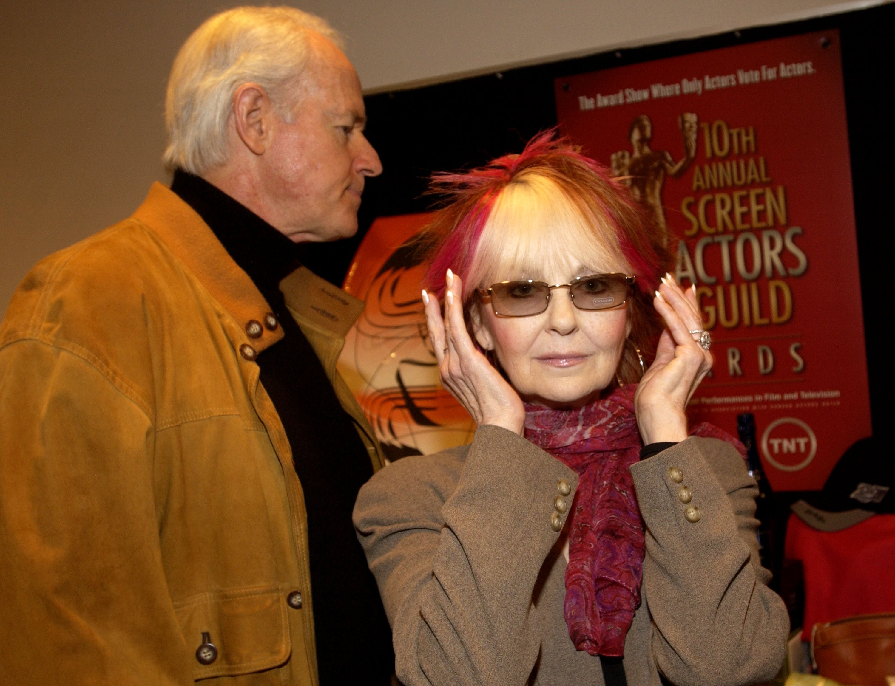 Shelley Fabares and husband Mike Farrell trying out a few items at the Screen Actors Guild Awards Luxury Gift Collections on February 12, 2004 in Los Angeles, California. / Source: Getty Images
