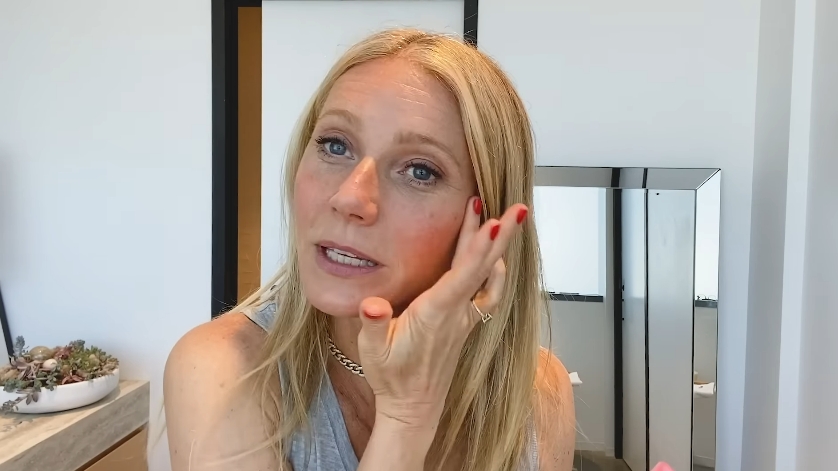 Gwyneth Paltrow demonstrates part of her makeup routine while discussing her approach to clean beauty products. | Source: YouTube/Vogue