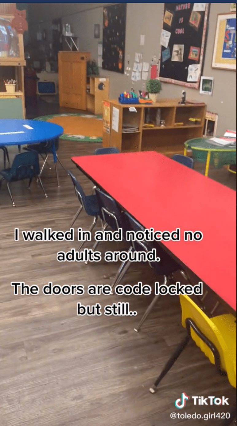 Woman walked in on kids at daycare unattended. | Photo: TikTok/toledo.girl420