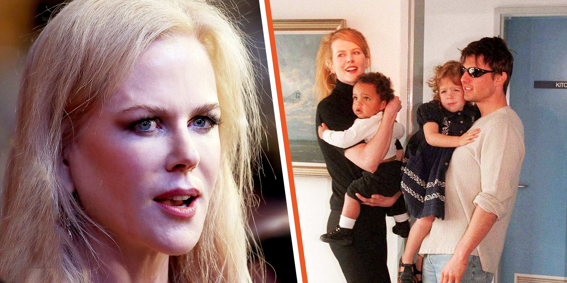 Nicole Kidman, 2017. | Nicole Kidman, Tom Cruise, their children Connor and Isabella, 1996. | Source: Getty Images