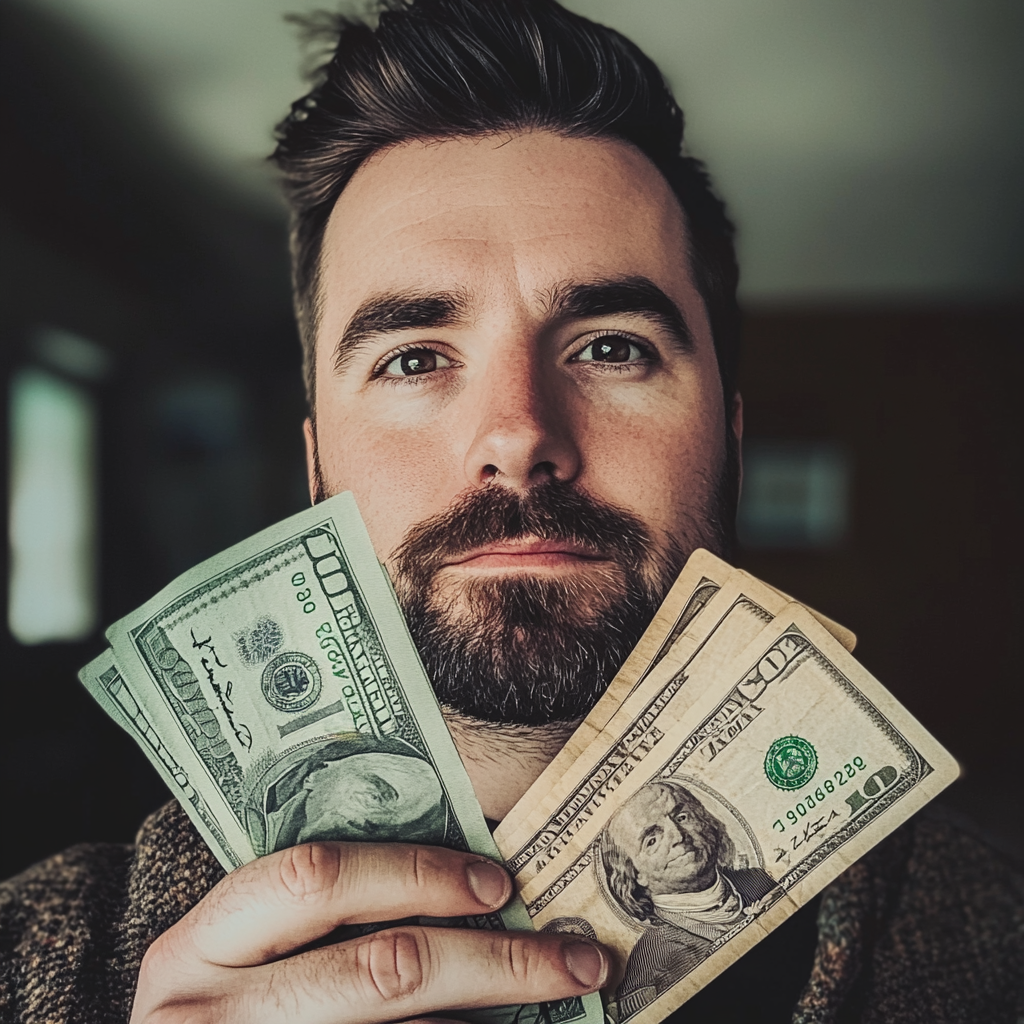 A man holding money | Source: Midjourney