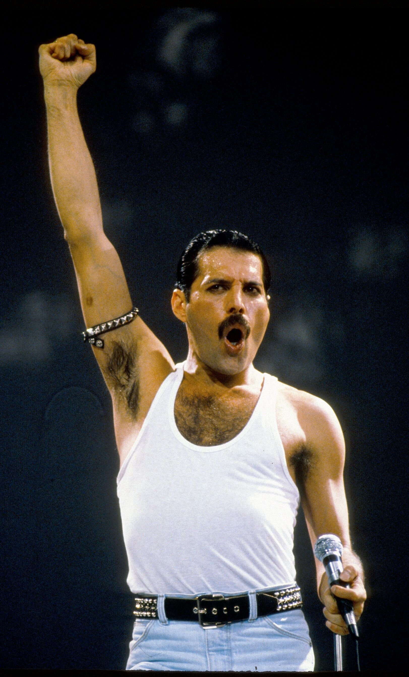 Freddie Mercury of the group Queen at the Live Aid concert on July 13, 1985 | Photo: Getty Images