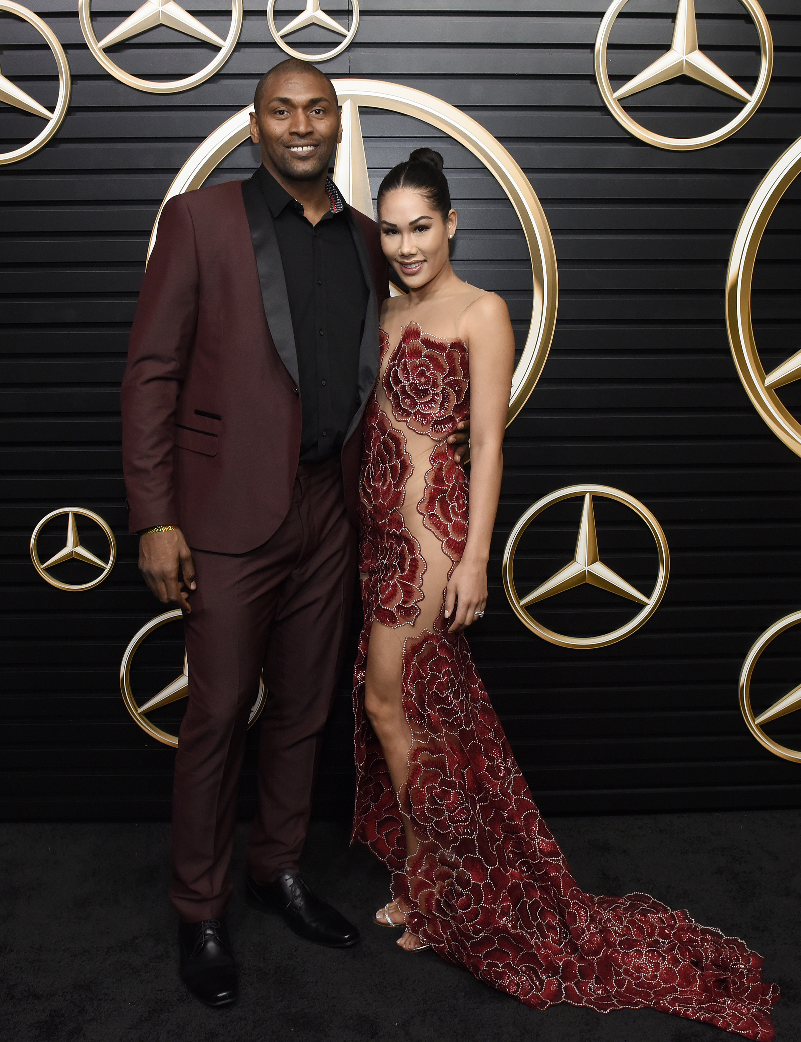 Metta World Peace and Maya Sandiford Artest attend the Mercedes-Benz Academy Awards Viewing Party at The Four Seasons Hotel Los Angeles at Beverly Hills on February 9, 2020, in Los Angeles, California. | Source: Getty Images