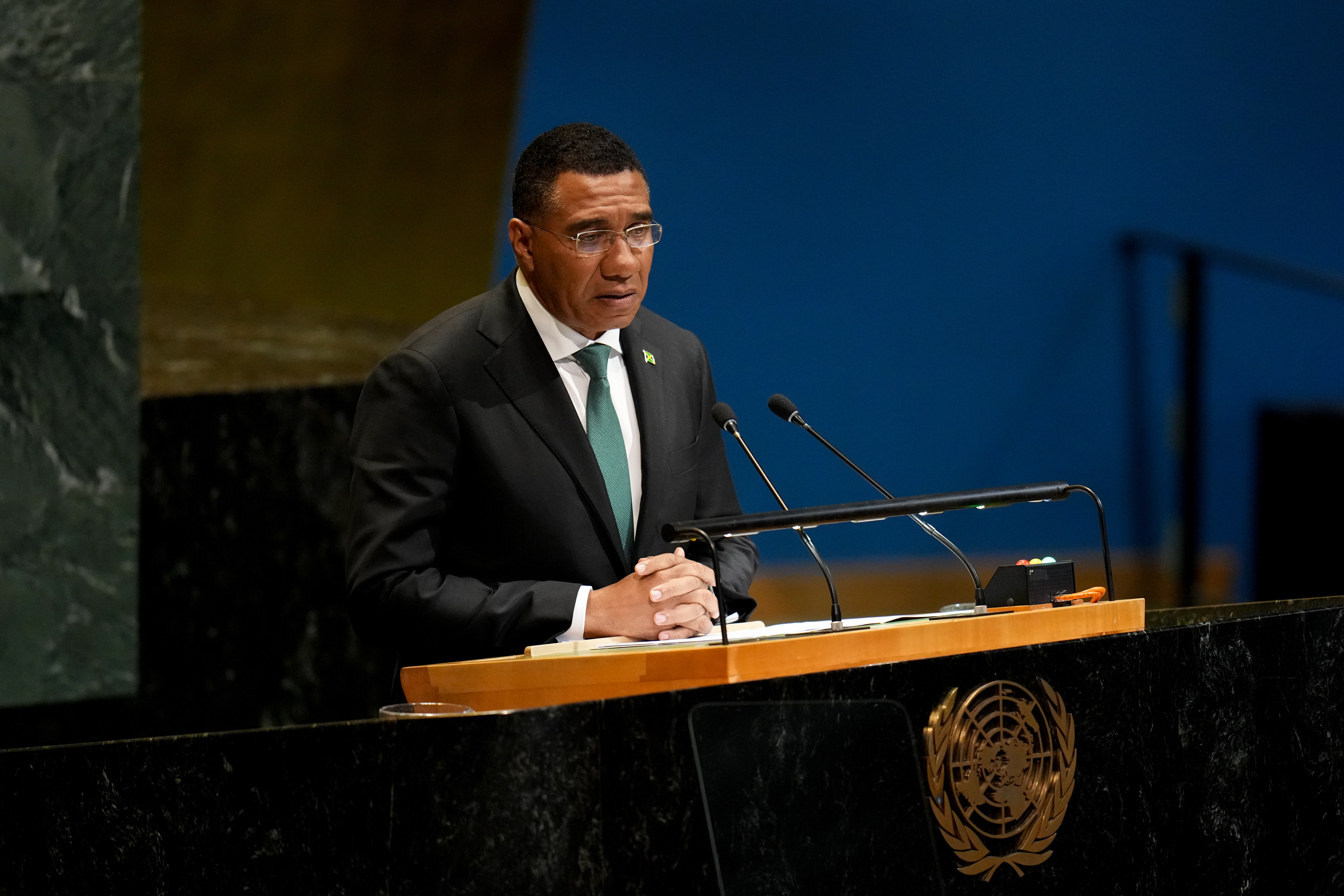 Andrew Holness during the United Nations General Assembly (UNGA) in New York on September 26, 2025 | Source: Getty Images