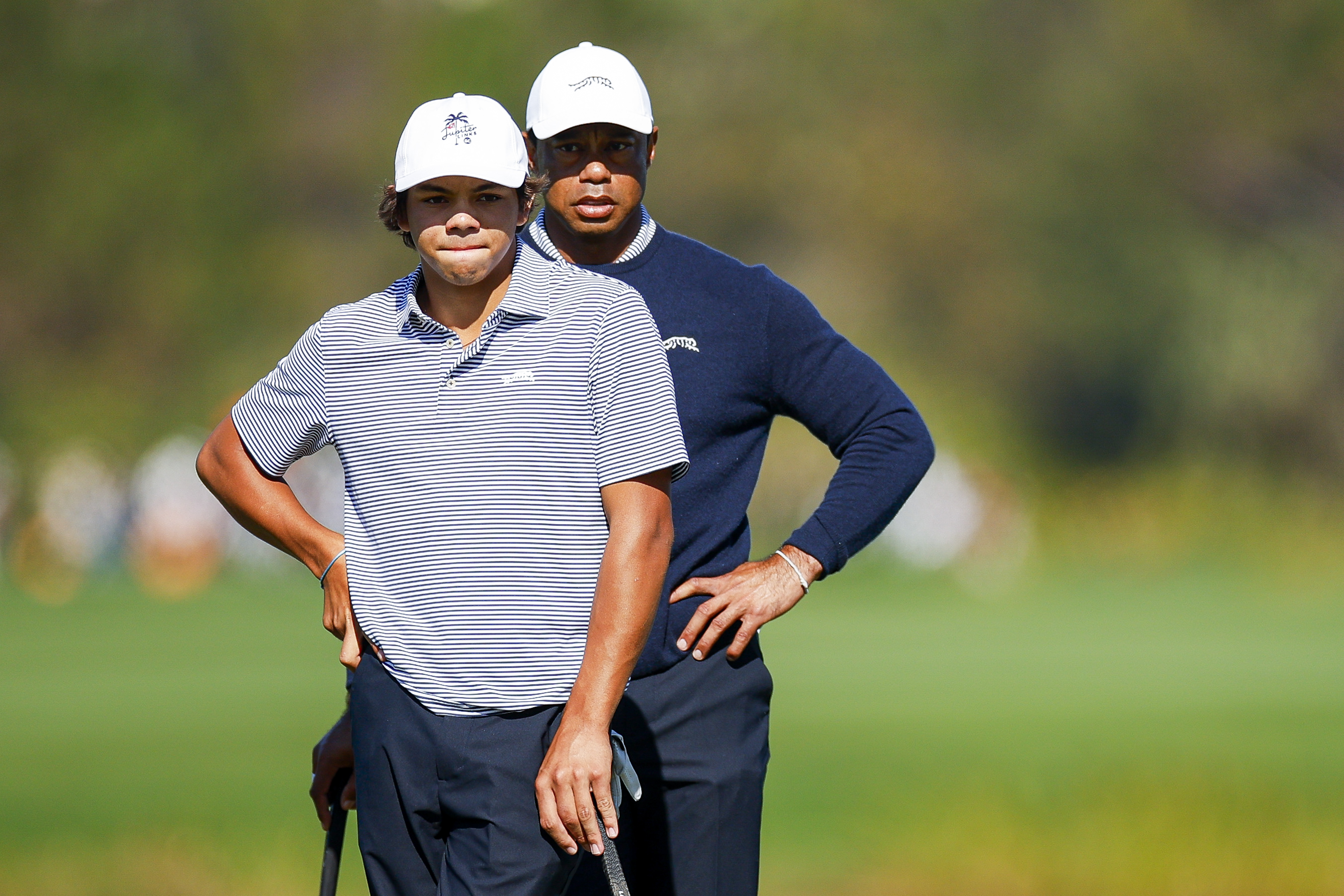 Tiger Woods and Charlie Woods on December 21, 2024, in Orlando, Florida | Source: Getty Images