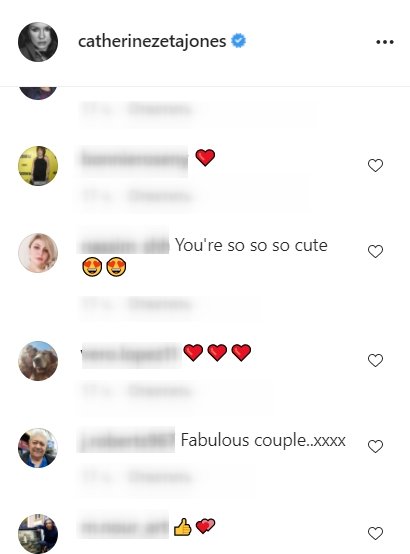A screenshot of fans' comments on Catherine Zeta-Jones' post on her Instagram page | Photo: Instagram/catherinezetajones