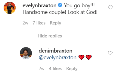 Evelyn Braxton commenting on Denim Braxton's Instagram photo. | Source: Instagram/denimbraxton