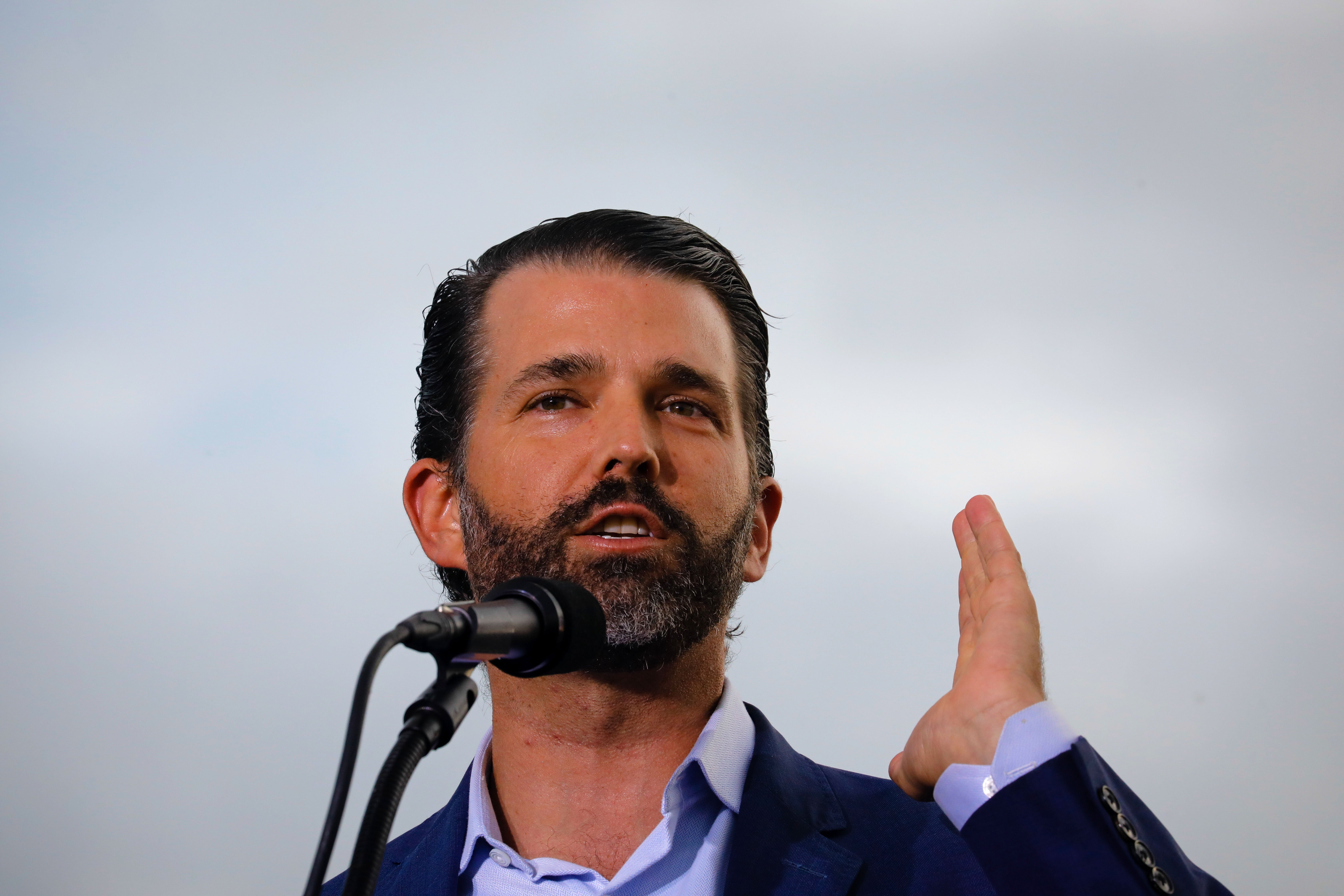 Former TV presenter, Donald J. Trump Jr. speaking during a rally on July 3, 2021 in Sarasota, Florida.┃Source: Getty Images
