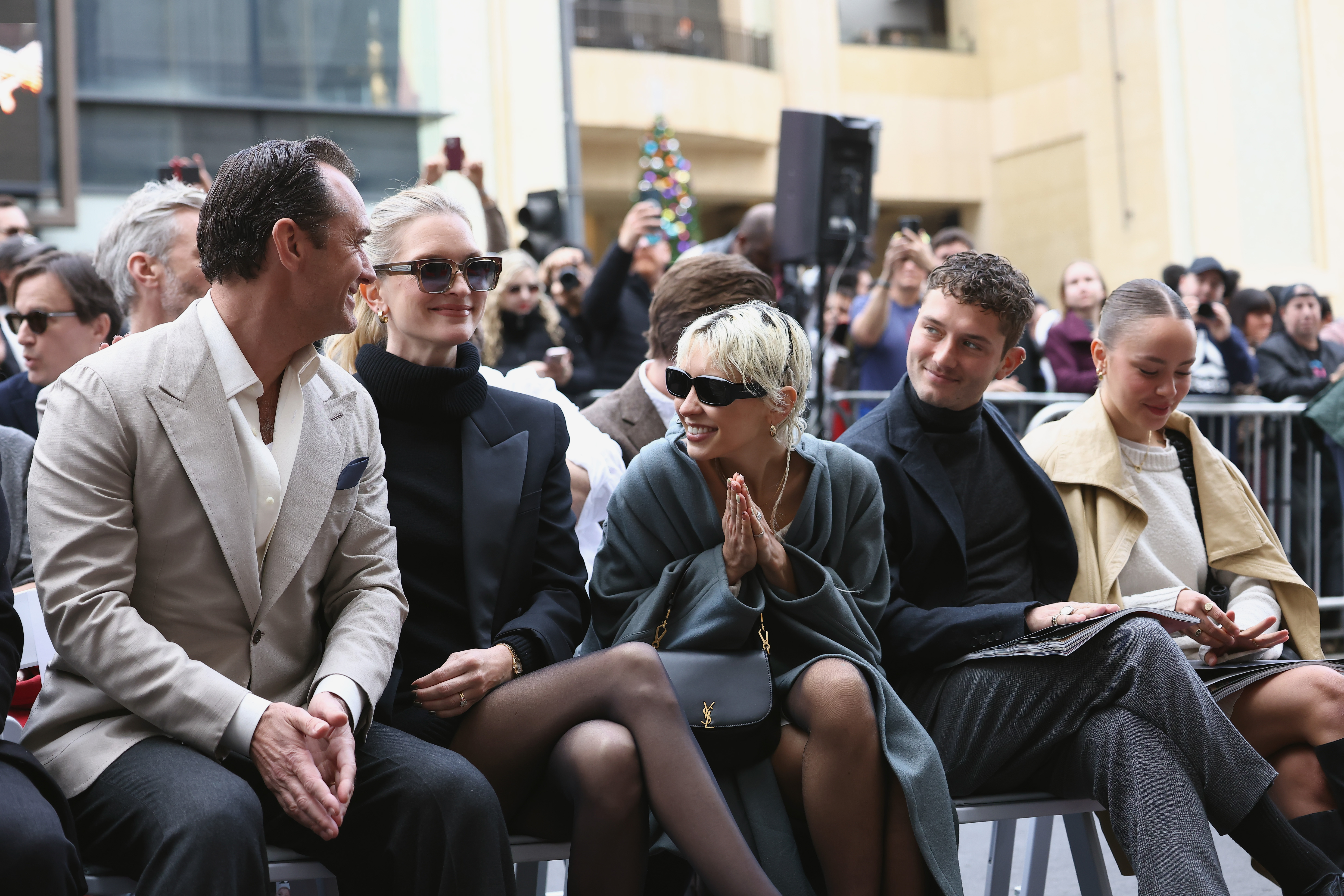 Jude Law, Phillipa Coan, Iris Law, Raff Law, and Rosa Ramirez on December 12, 2024, in Hollywood, California | Source: Getty Images