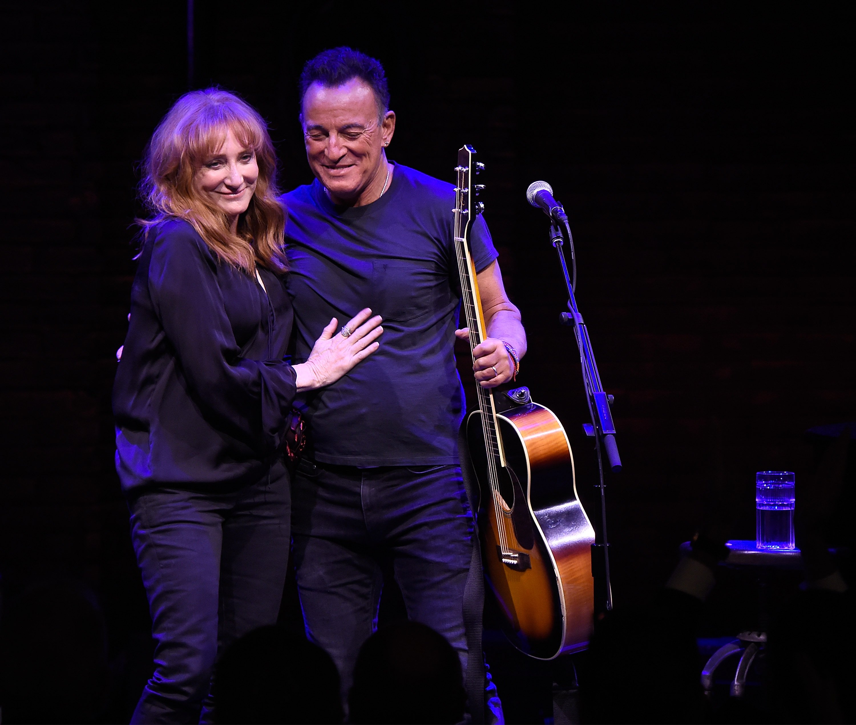 Patti Scialfa and Bruce Springsteen onstage during "Springsteen On Broadway" at Walter Kerr Theatre on October 12, 2017, in New York City. | Source: Getty Images.