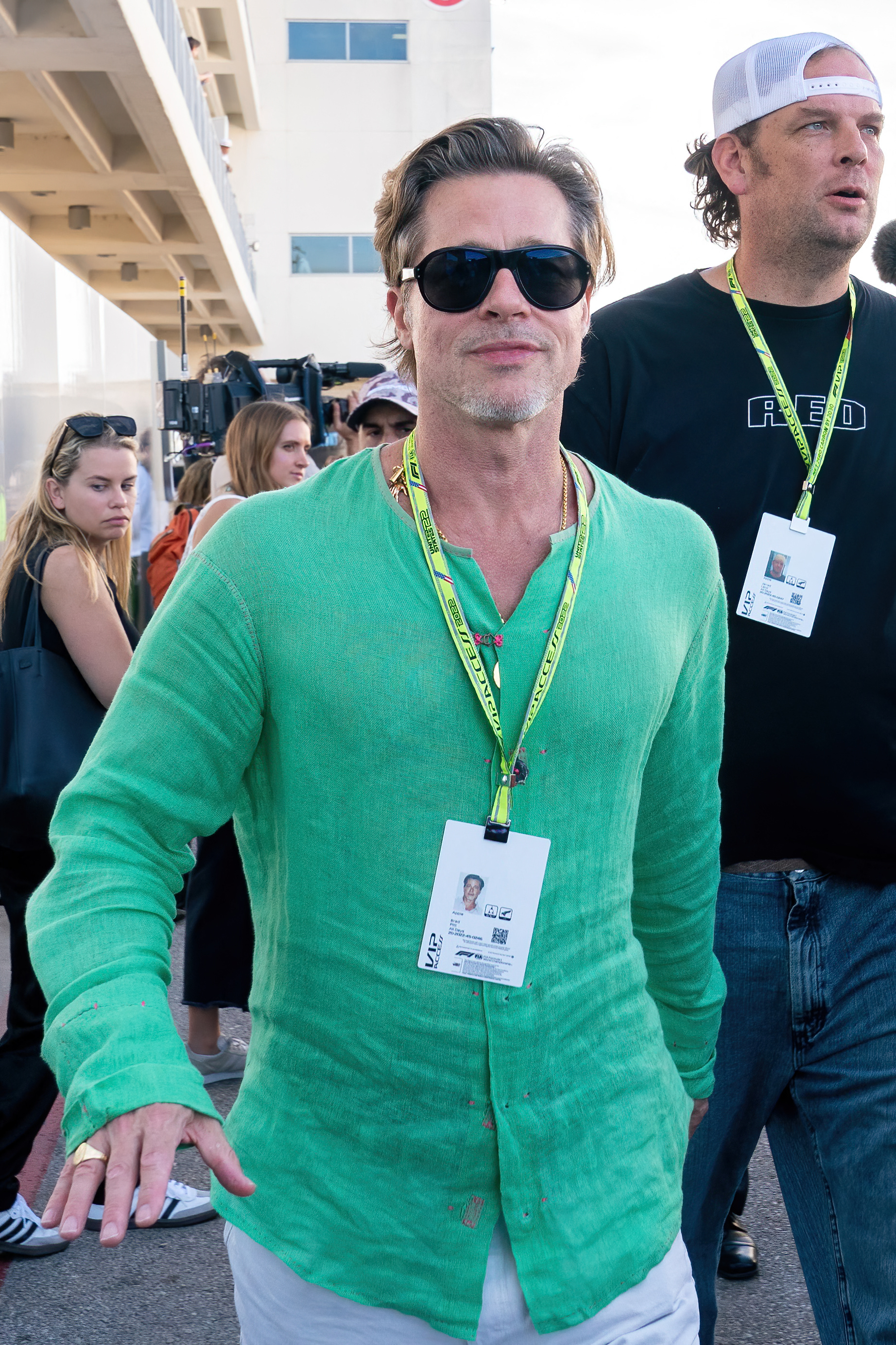 Brad Pitt touring the paddock before the Formula 1 United States Grand Prix 3rd practice session on October 22, 2022, in Austin, Texas. | Source: Getty Images