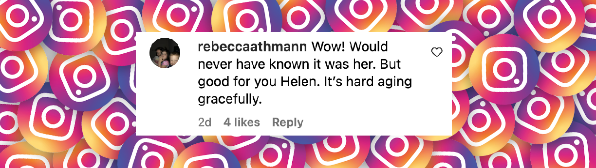 A fan comment dated March 18, 2025 | Source: Instagram/helenhunt