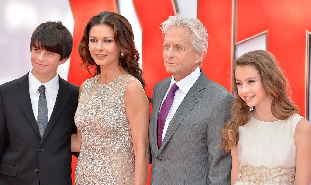 Catherine Zeta Jones and actor Michael Douglas with their children Dylan and Carys as they attend the European Premiere of Marvel's "Ant-Man" at the Odeon Leicester Square on July 8, 2015, in London, England. | Source: Getty Images.