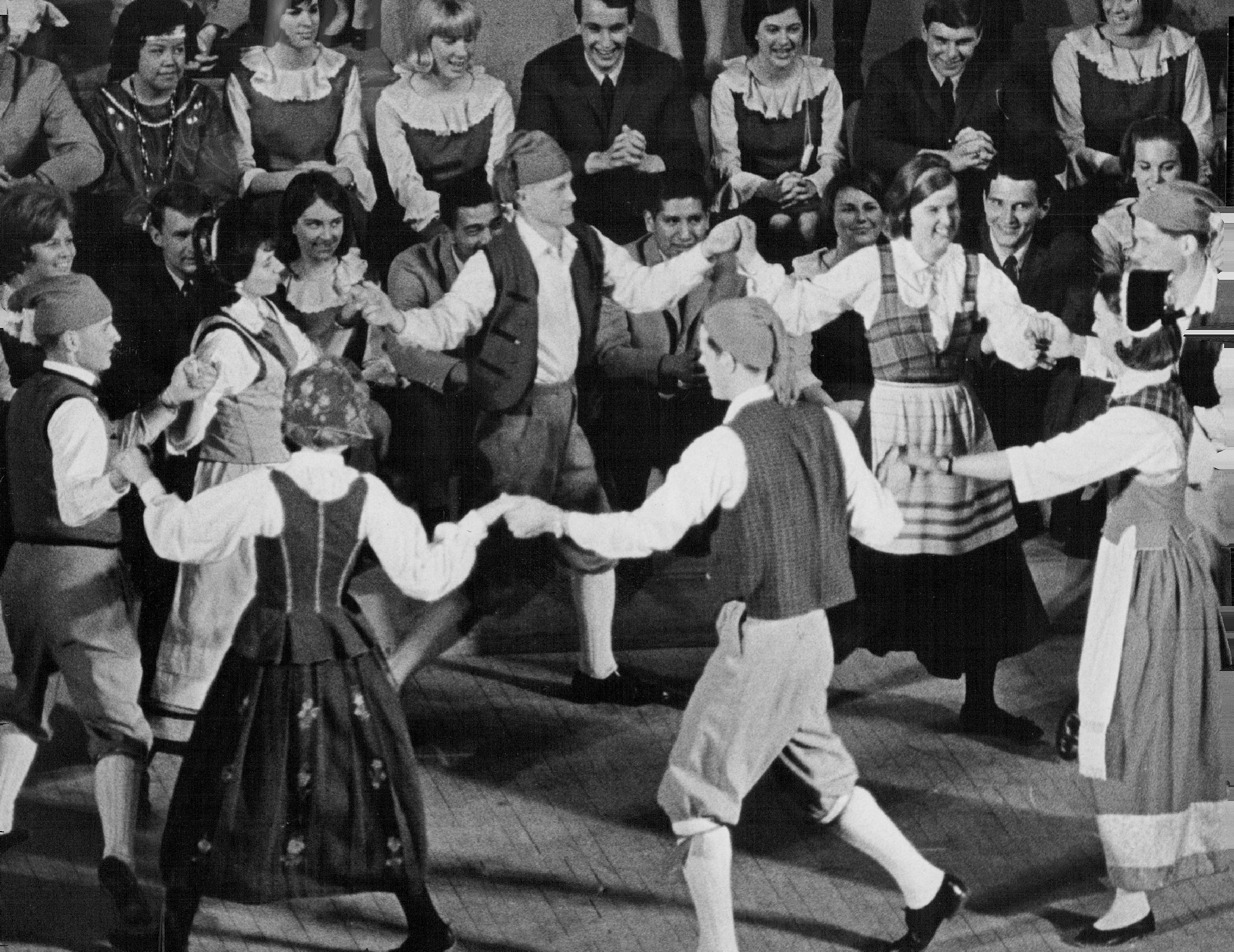 The Dancing Scandinavians are a part of "Sing-Out 65" as The Moral Re-Armament group continues its tour with the University of Colorado performance on November 17-18, 1965 | Source: Getty Images