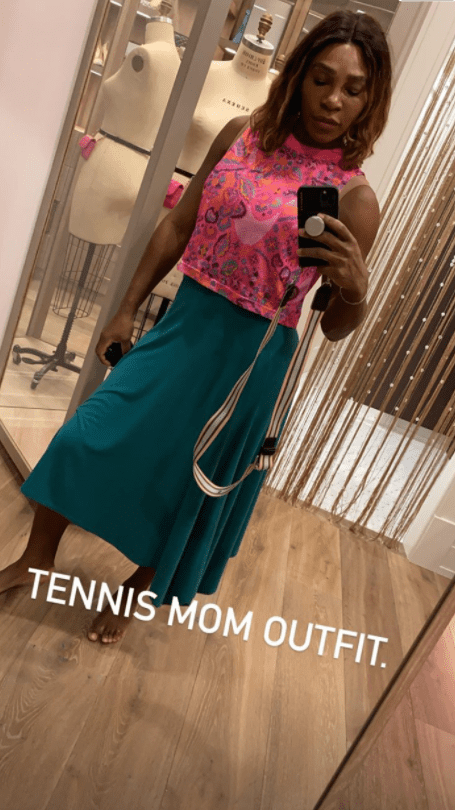 Serena Williams showing off her tennis mom outfit in a photo.  | Photo: Instagram/Serenawilliams