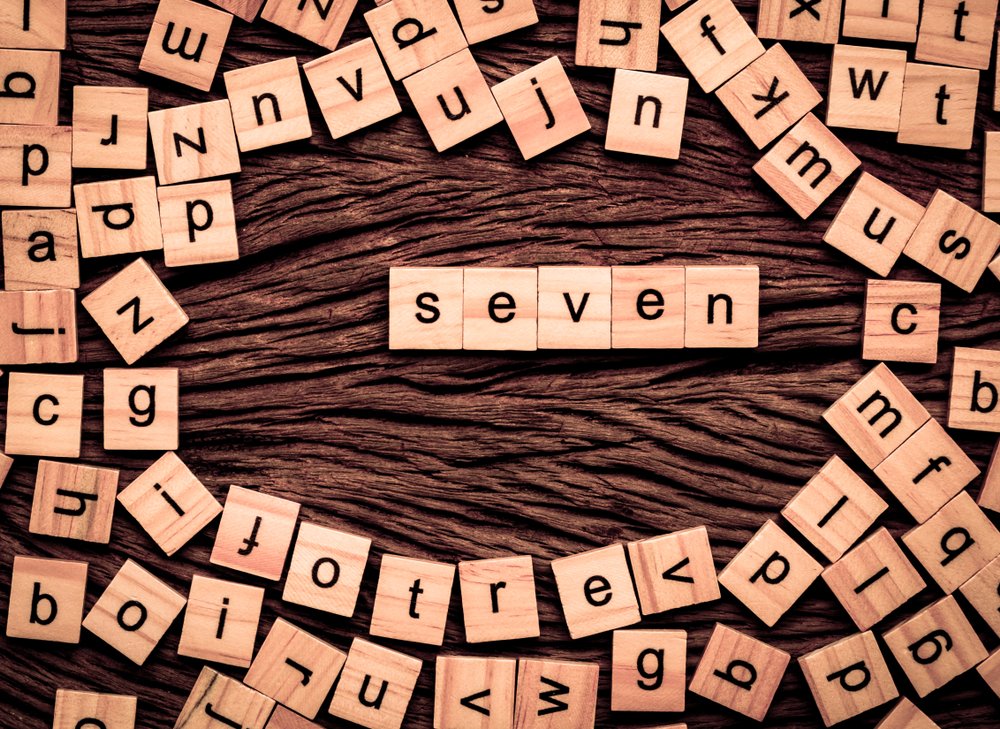 A photo of wooden cubes for Puzzles that spells out "Seven" | Photo: Shutterstock
