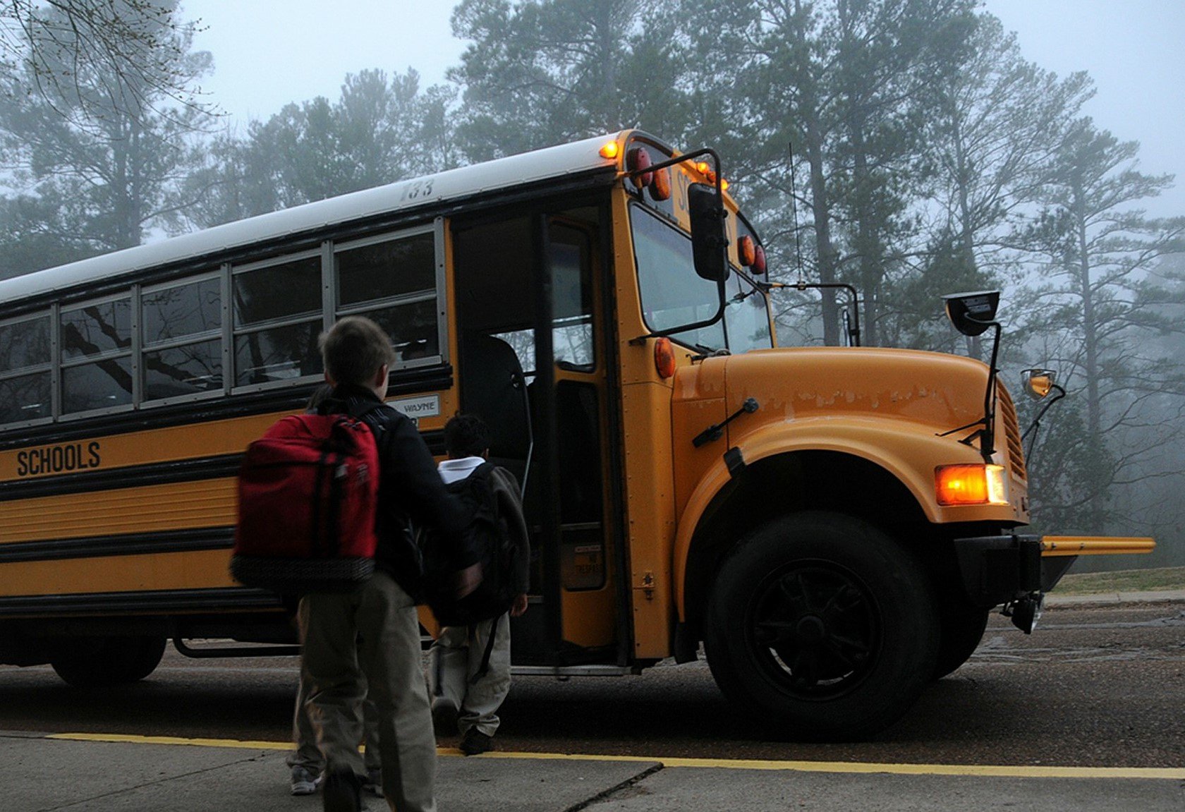 A boy carrying a backpack as he's about to board a school bus | Source: Pixabay