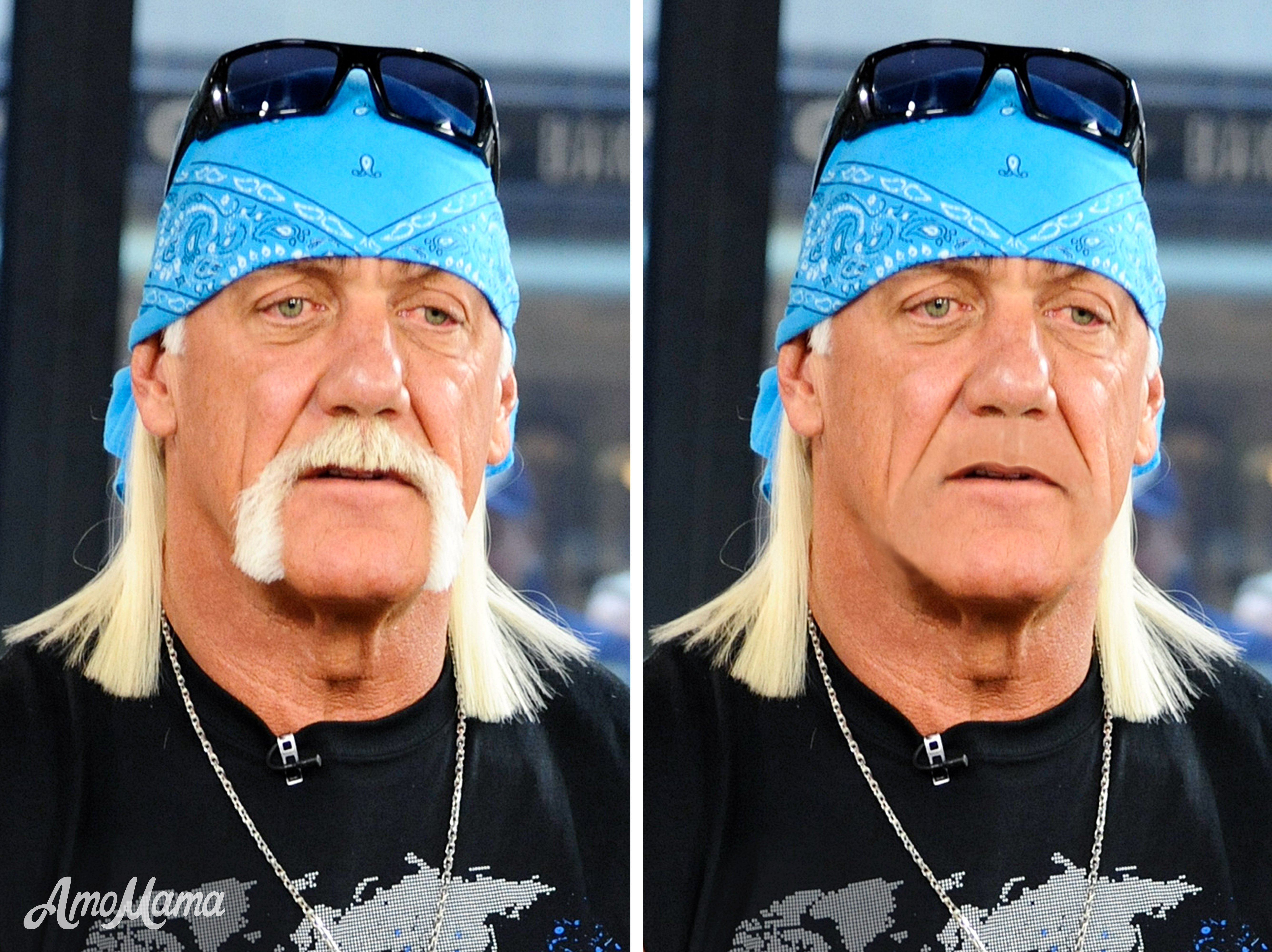 Hulk Hogan's before and after moustache look | Photo: Getty Images