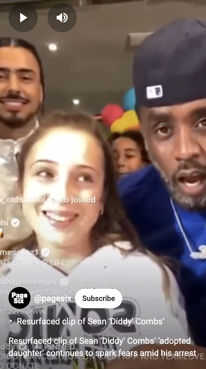 Ava Baroni and Sean Combs in a resurfaced post uploaded on September 24, 2024 | Source: YouTube/Page Six