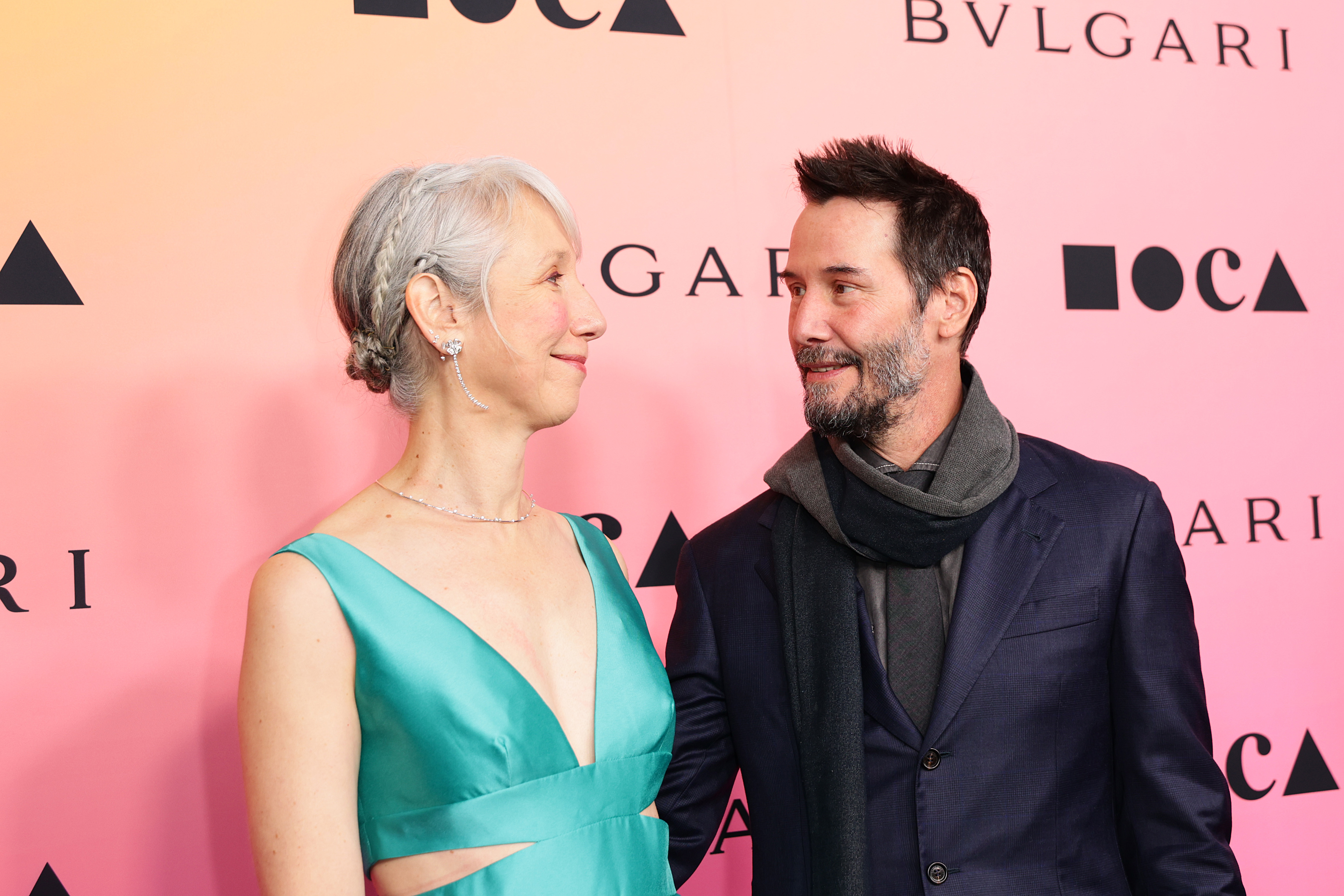 Alexandra Grant and Keanu Reeves at the MOCA Gala in Los Angeles, California on April 13, 2024 | Source: Getty Images