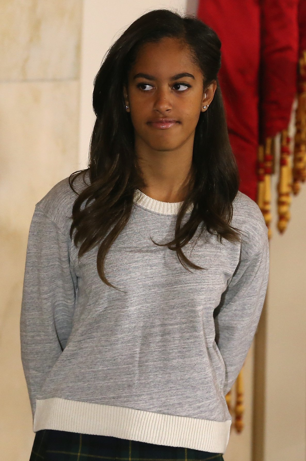 Malia Obama during a ceremony at the White House November 26, 2014 | Photo: GettyImages
