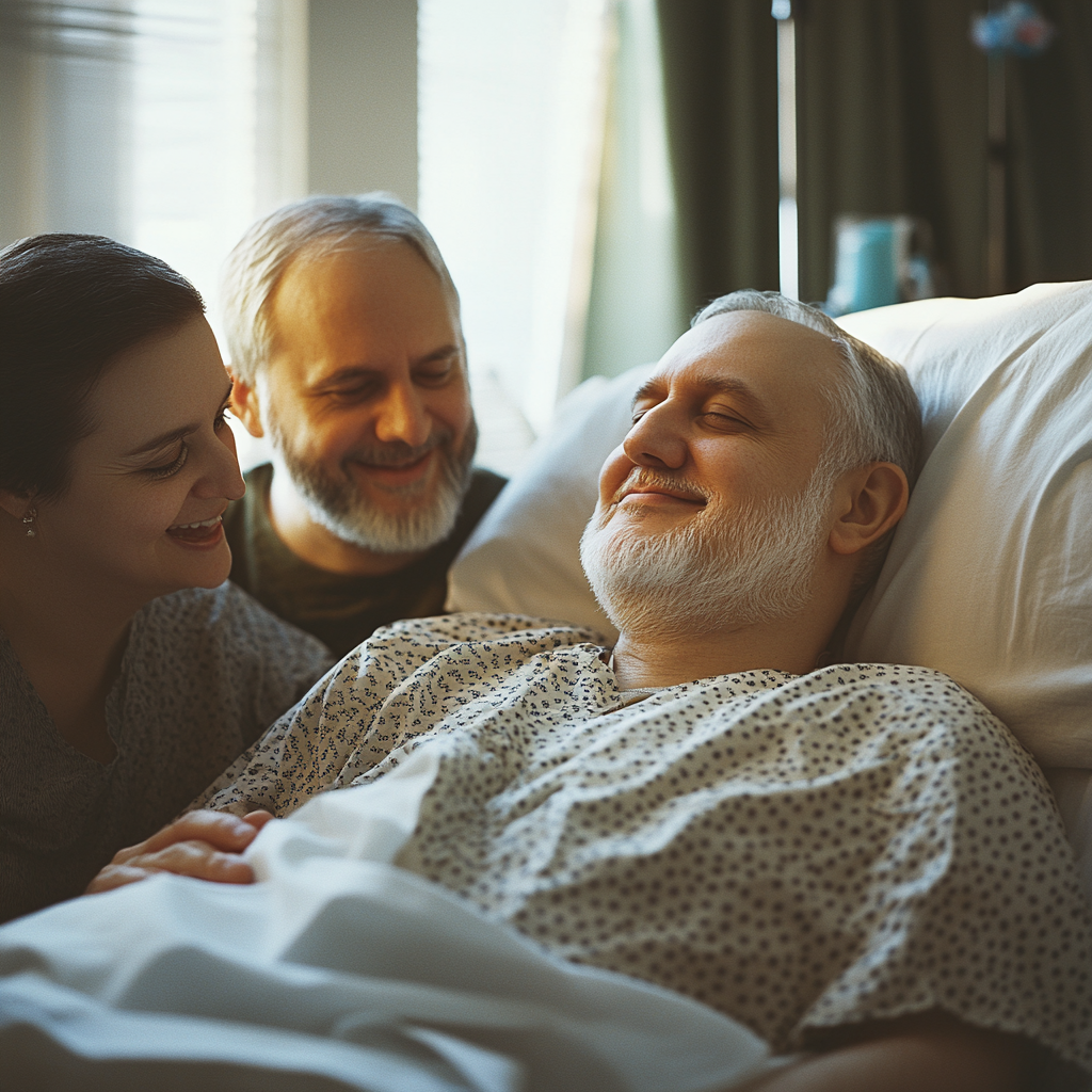 A man surrounded by family | Source: Midjourney