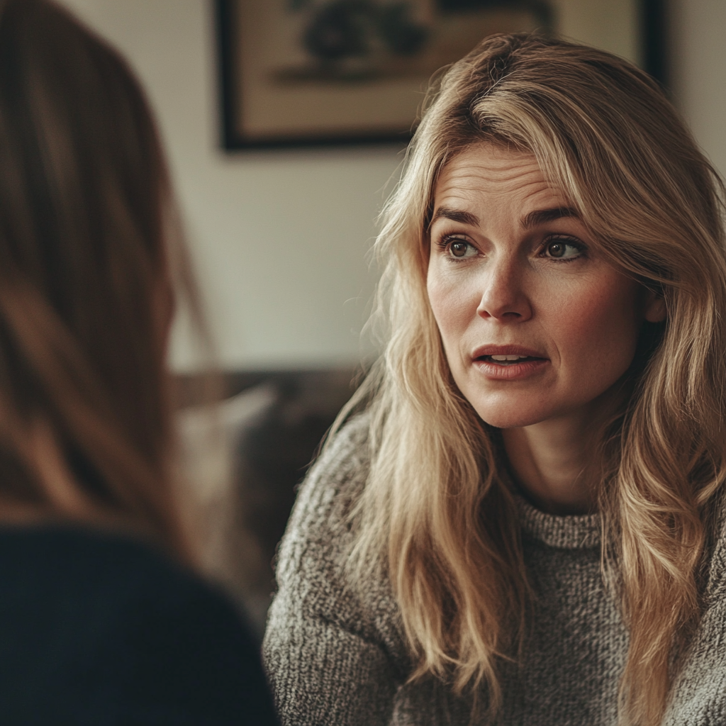 A serious woman talking to her daughter | Source: Midjourney