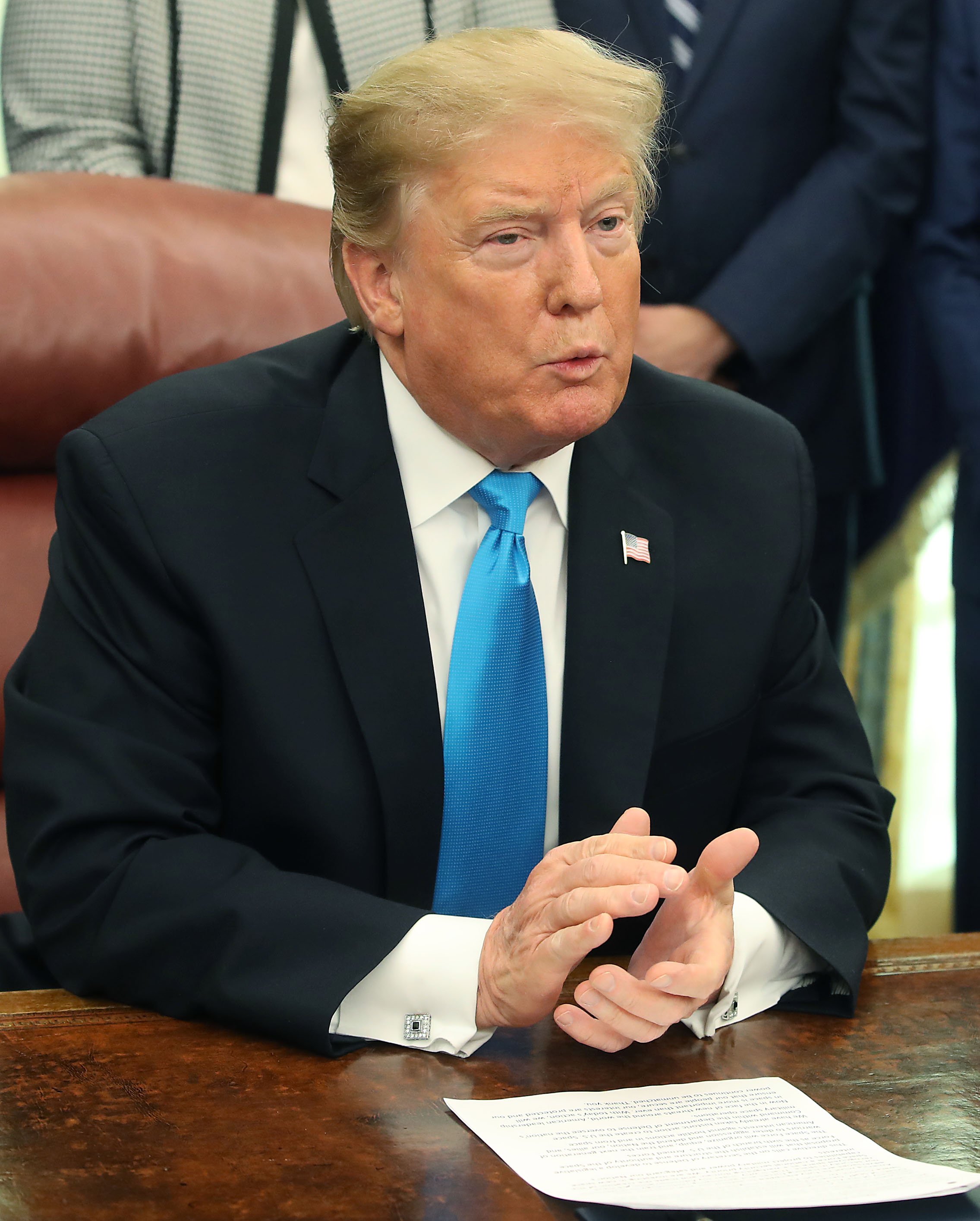 President Donald Trump before signing the Space Policy Directive 4 at the Oval Office | Photo: Getty Images