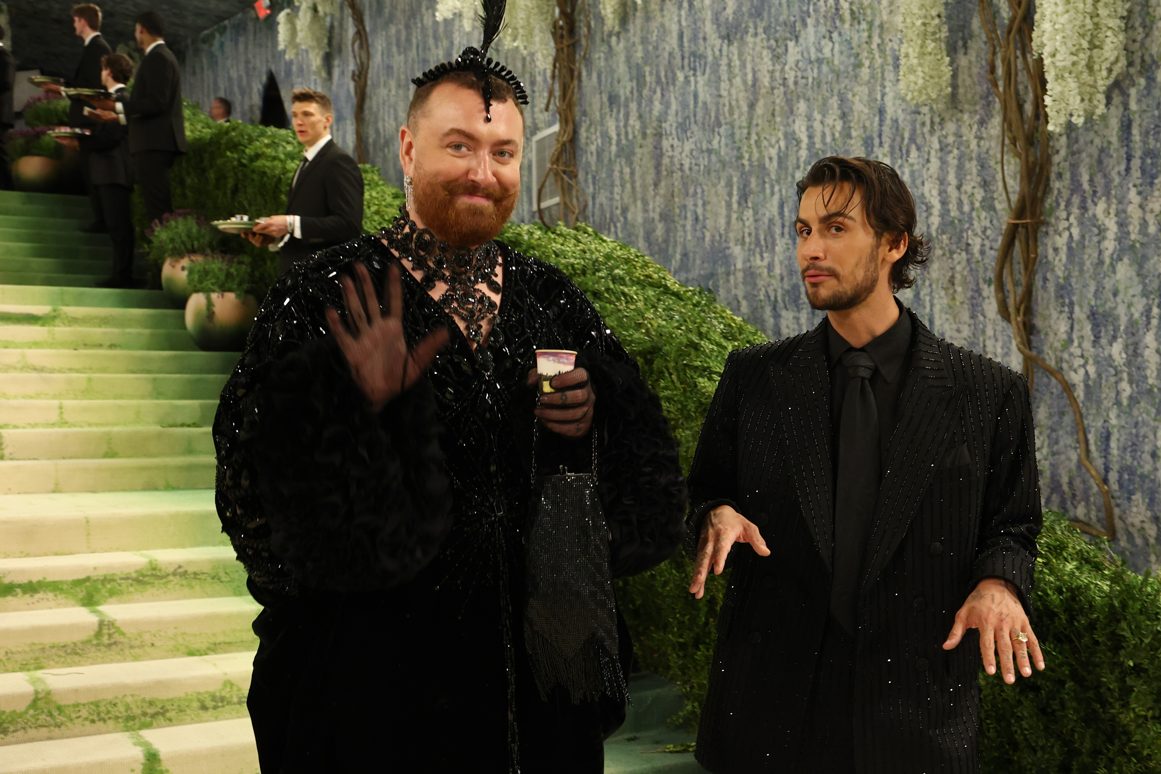 Sam Smith and Christian Cowan depart the Met Gala celebrating "Costume Art" at the Metropolitan Museum of Art on May 4, 2026, in New York City | Source: Getty Images