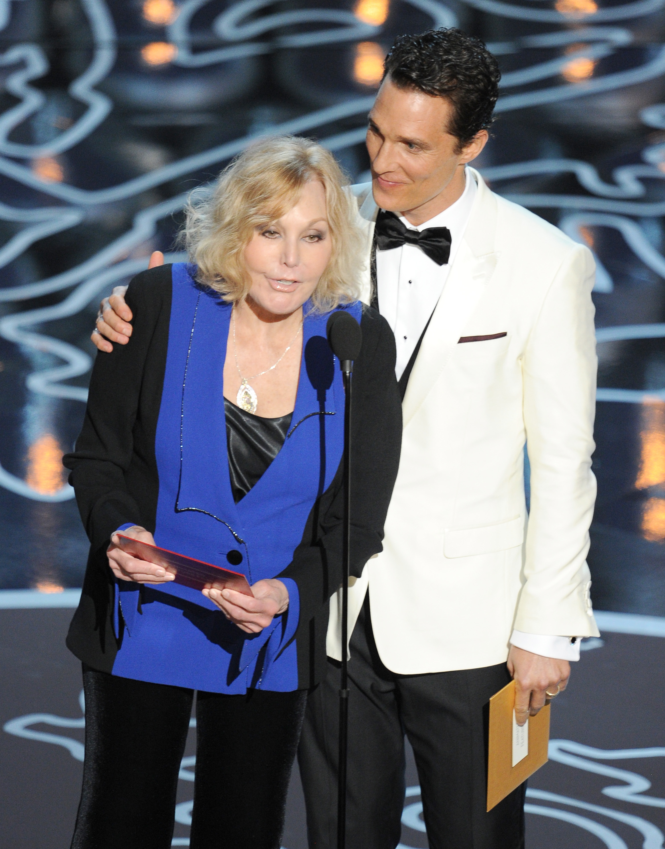 Kim Novak and Matthew McConaughey onstage during the Oscars on March 2, 2014, in Hollywood, California. | Source: Getty Images